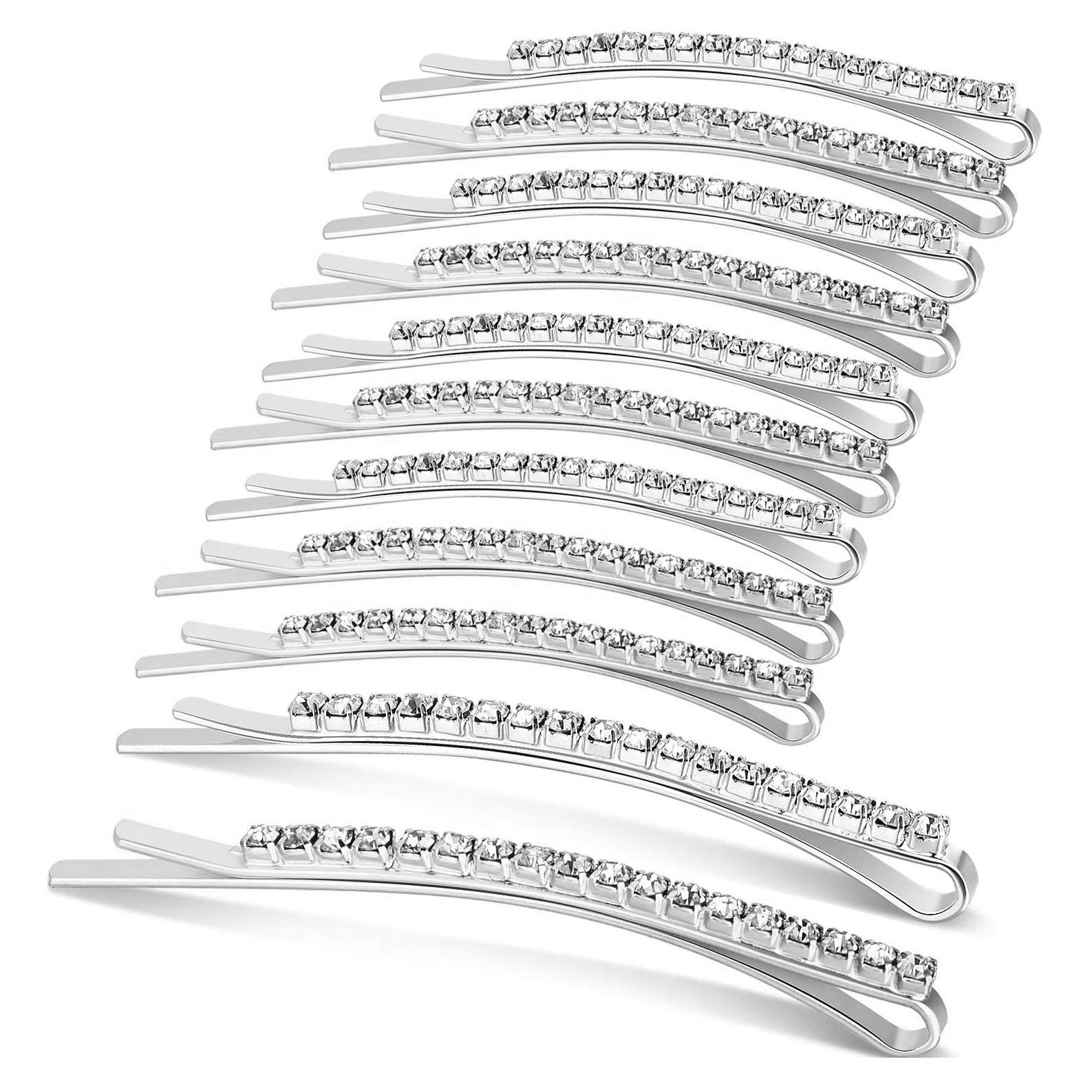 24 Accesorios para el Cabello Amariver con Rhinestones Plata