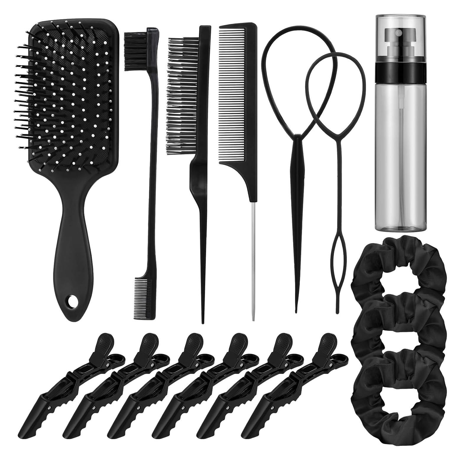 Juego de Cepillos para Cabello ProSuites 15 Pcs Negro
