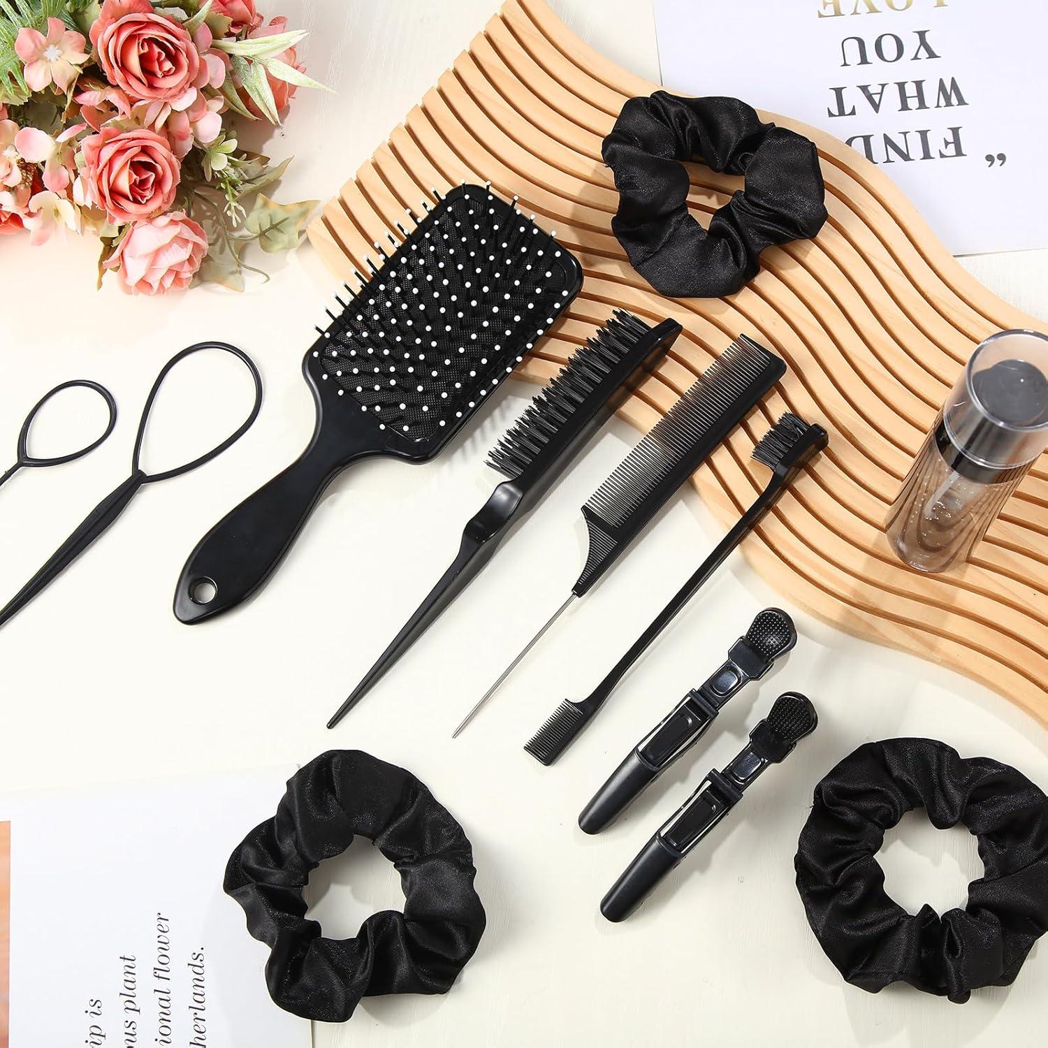 Juego de Cepillos para Cabello ProSuites 15 Pcs Negro