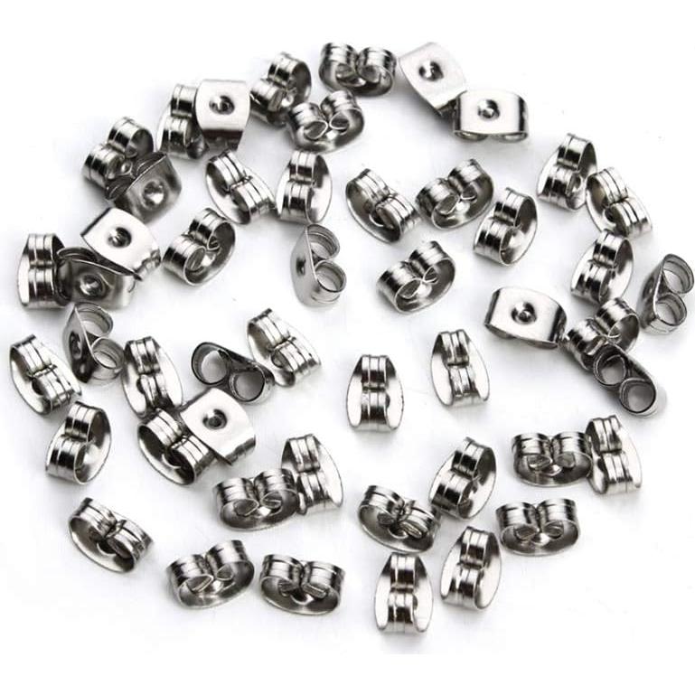300 Piezas Respaldo de Aretes Mariposa Chunney Acero Inoxidable