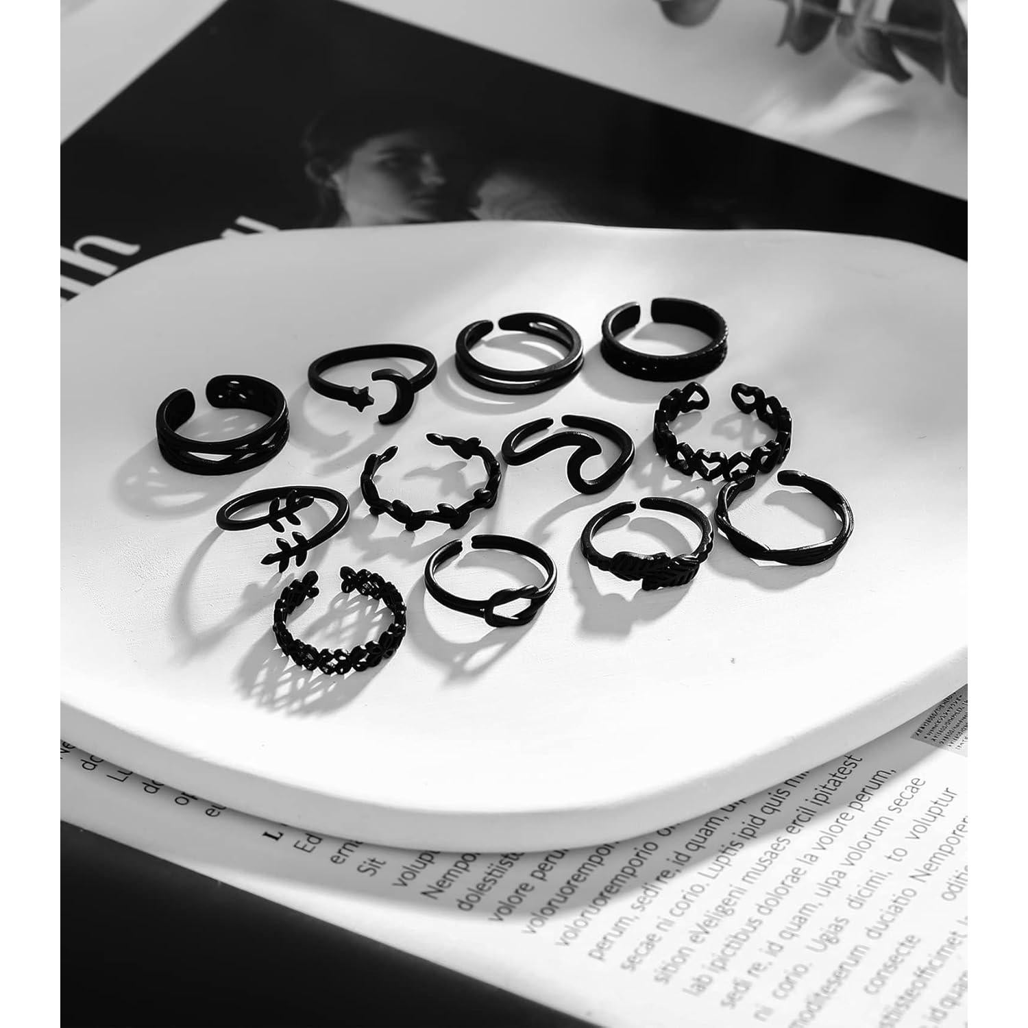 Set de 12 Anillos Ajustables de Oro 18K KOHOTA para Mujeres