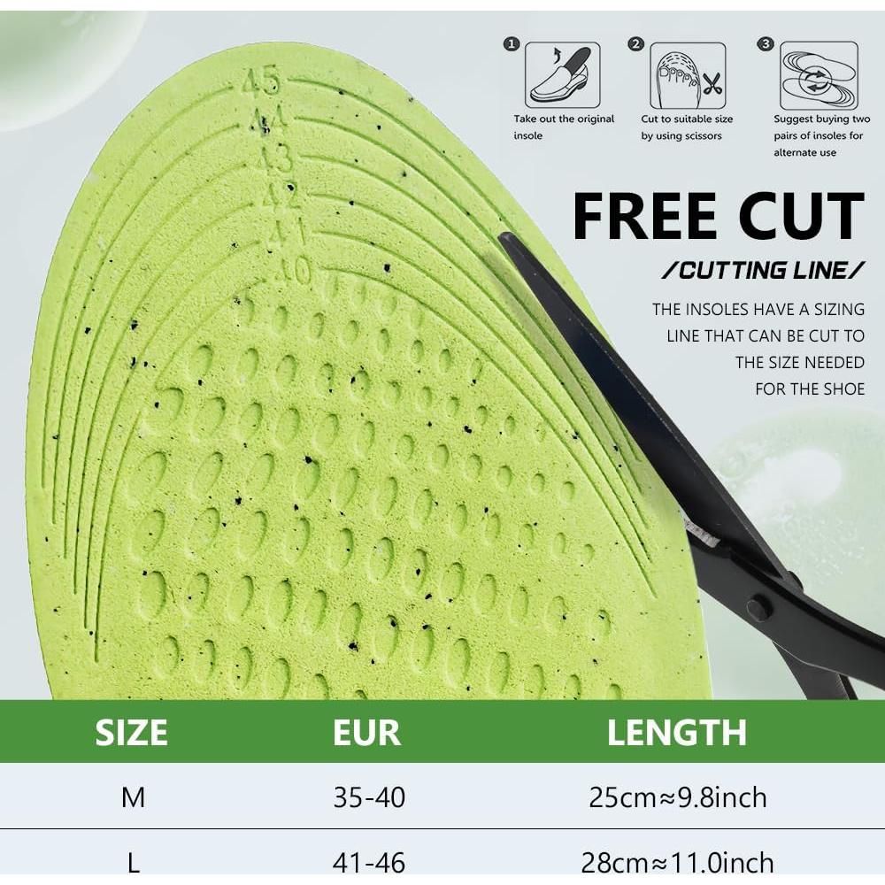 Plantillas Antiodor XINIFOOT para Zapatos Mujeres Gris 4-7