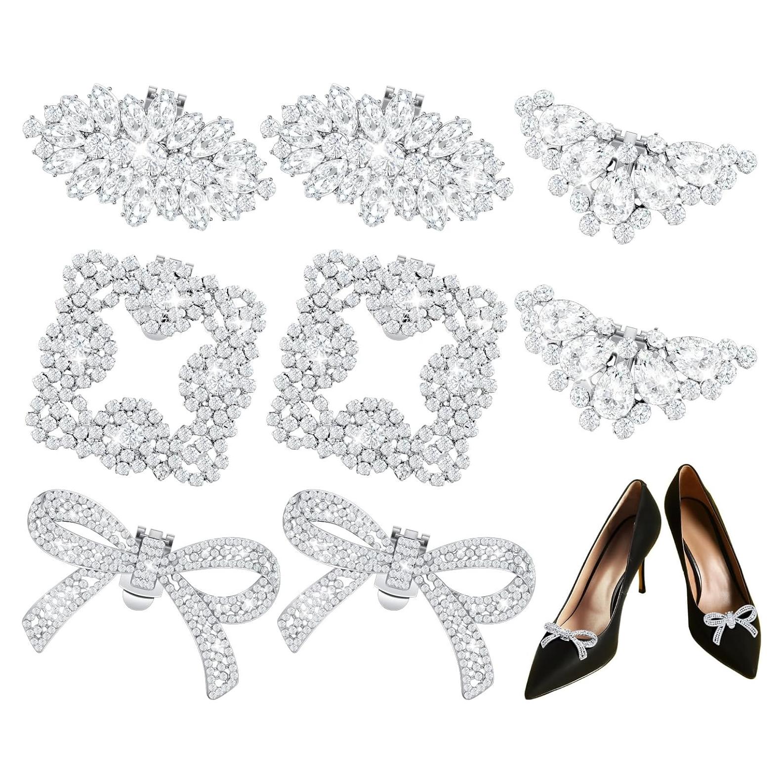 Clips de Zapato Juexica - 4 Pares de Rhinestone y Cristal