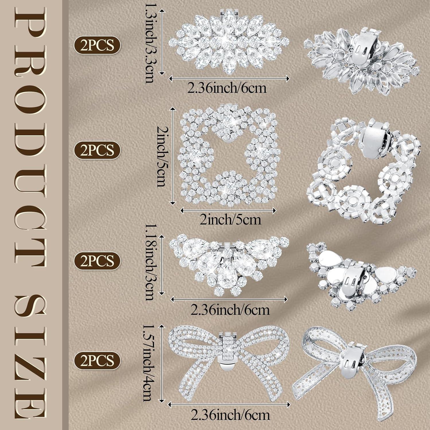 Clips de Zapato Juexica - 4 Pares de Rhinestone y Cristal