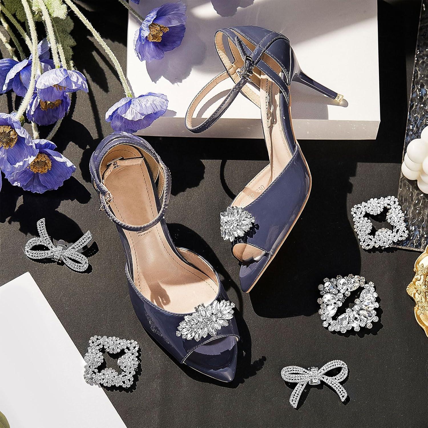 Clips de Zapato Juexica - 4 Pares de Rhinestone y Cristal