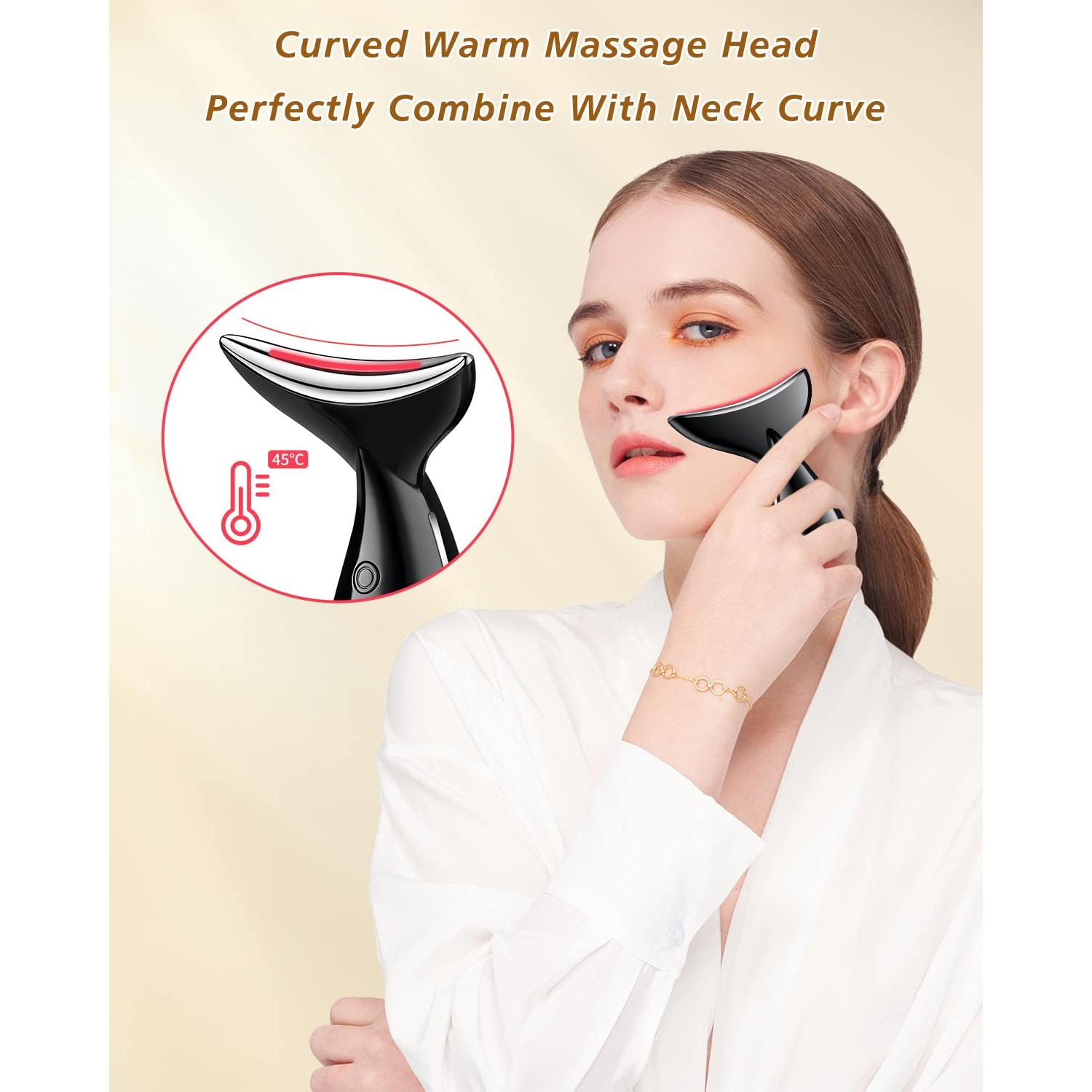 Masajeador Facial y de Cuello VOFEL Negro con Calor 45°C