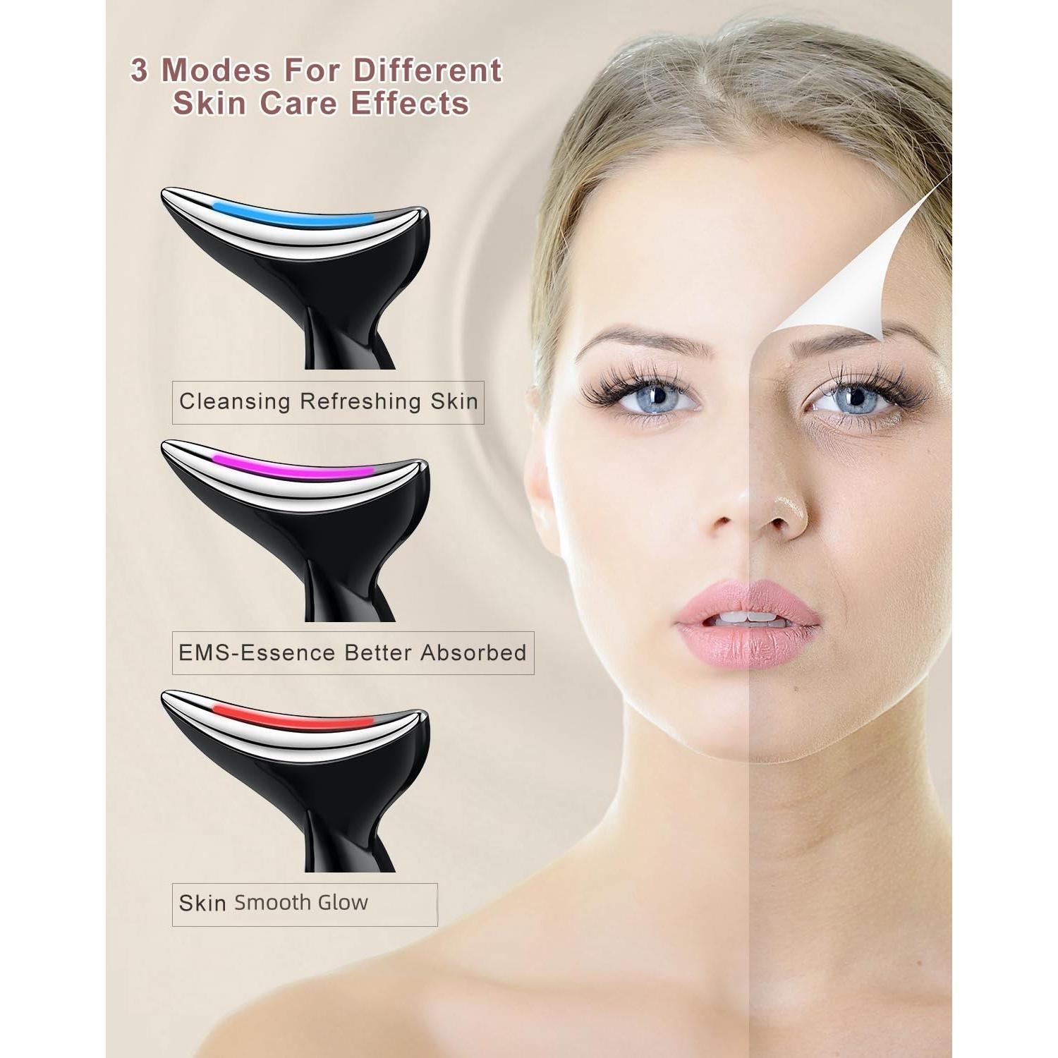 Masajeador Facial y de Cuello VOFEL Negro con Calor 45°C