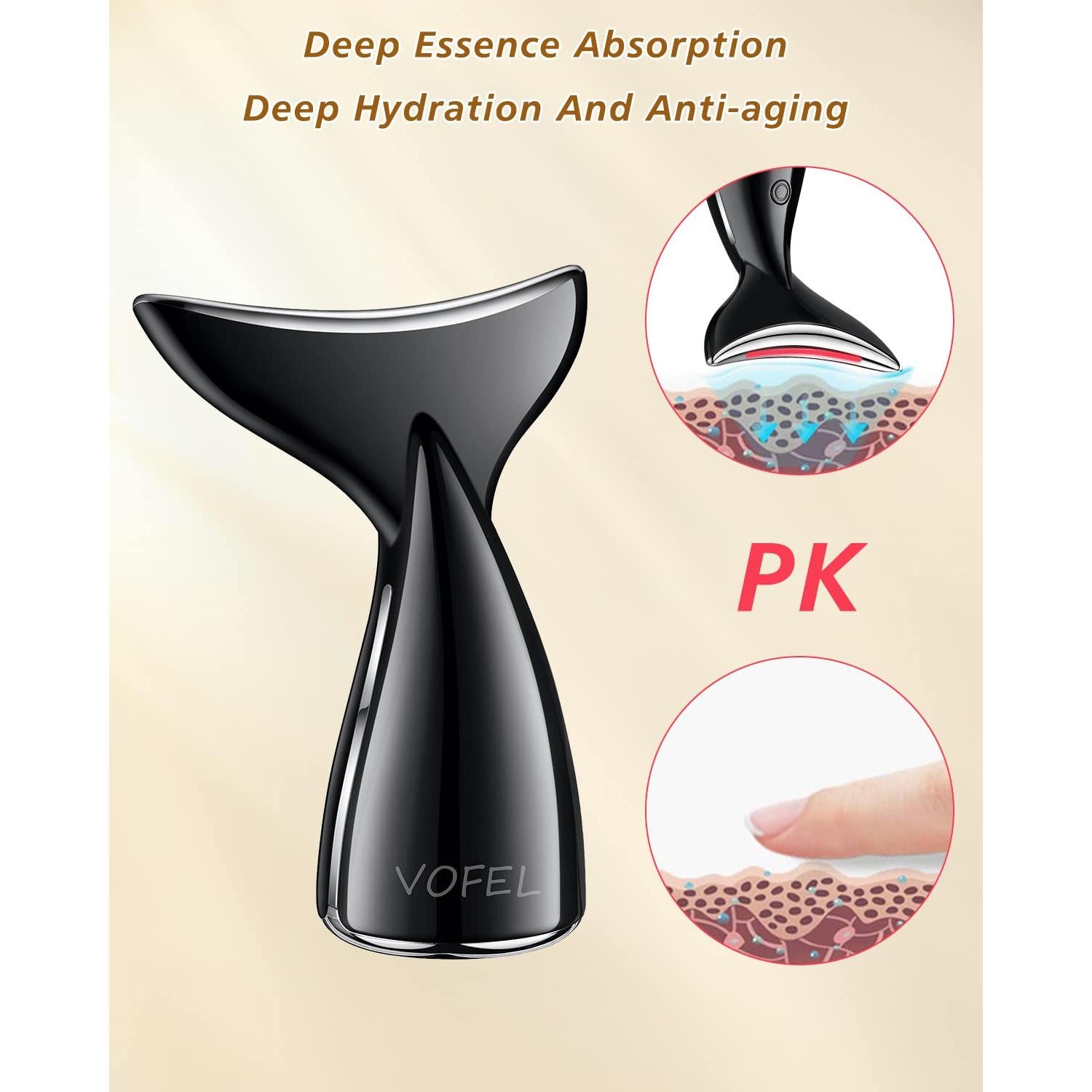 Masajeador Facial y de Cuello VOFEL Negro con Calor 45°C