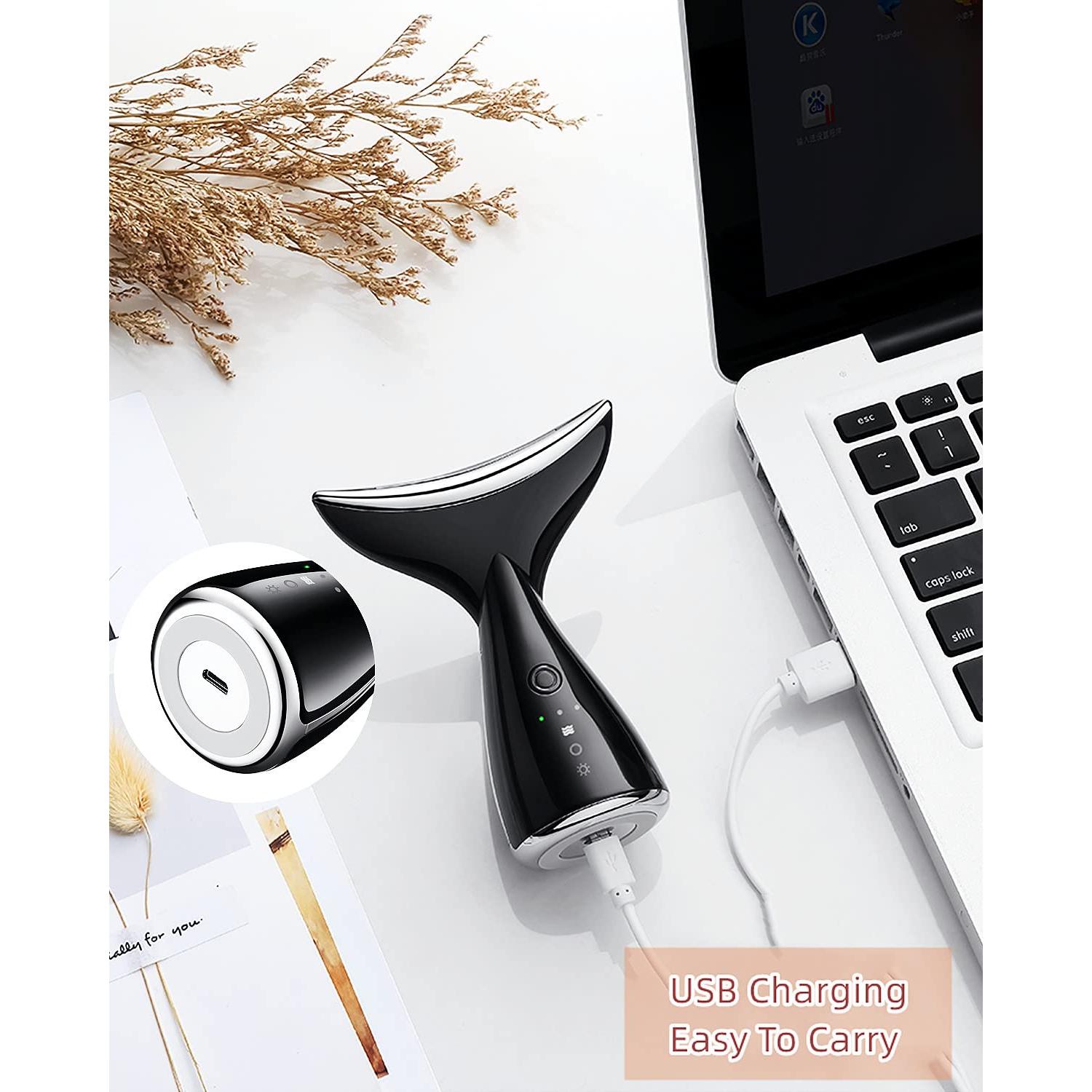 Masajeador Facial y de Cuello VOFEL Negro con Calor 45°C