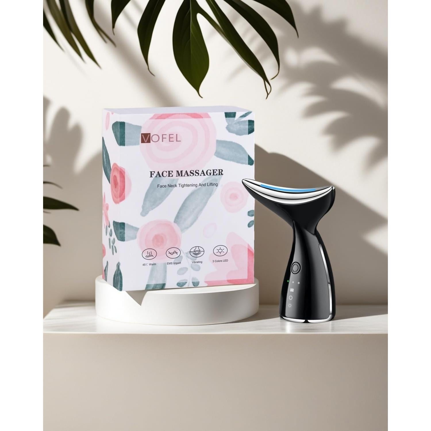 Masajeador Facial y de Cuello VOFEL Negro con Calor 45°C