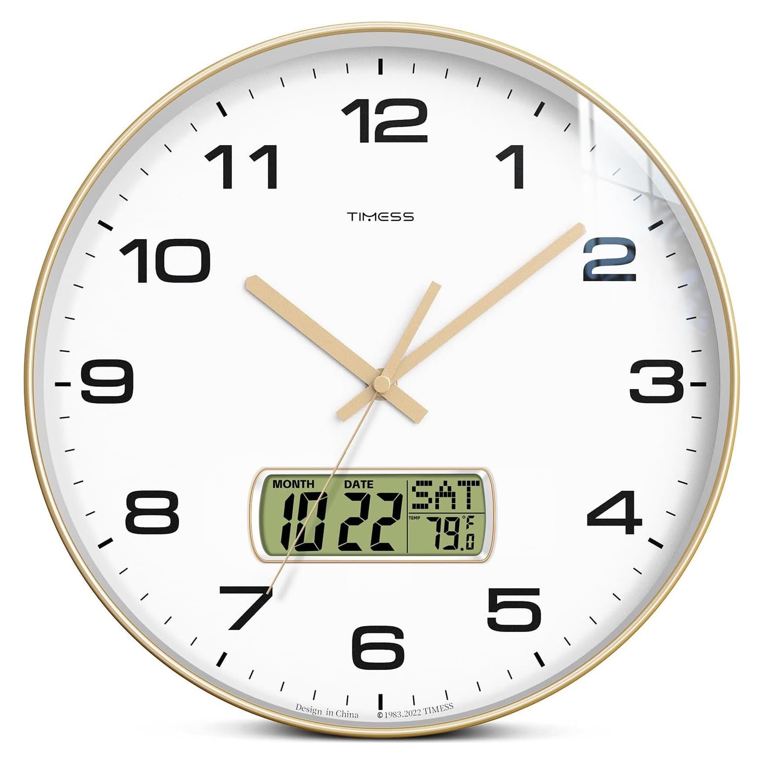 Reloj de Pared TIMESS P59 30 cm Silencioso con LCD