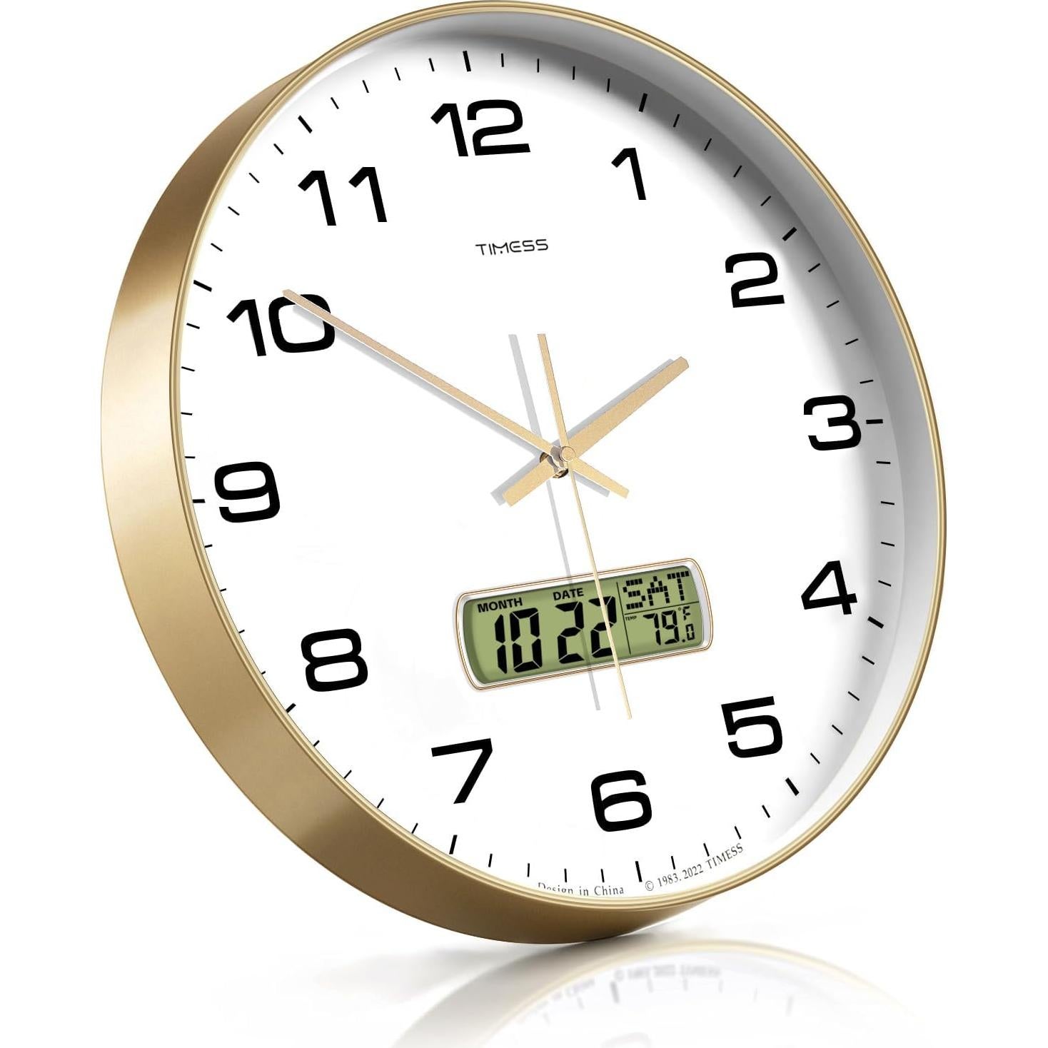 Reloj de Pared TIMESS P59 30 cm Silencioso con LCD