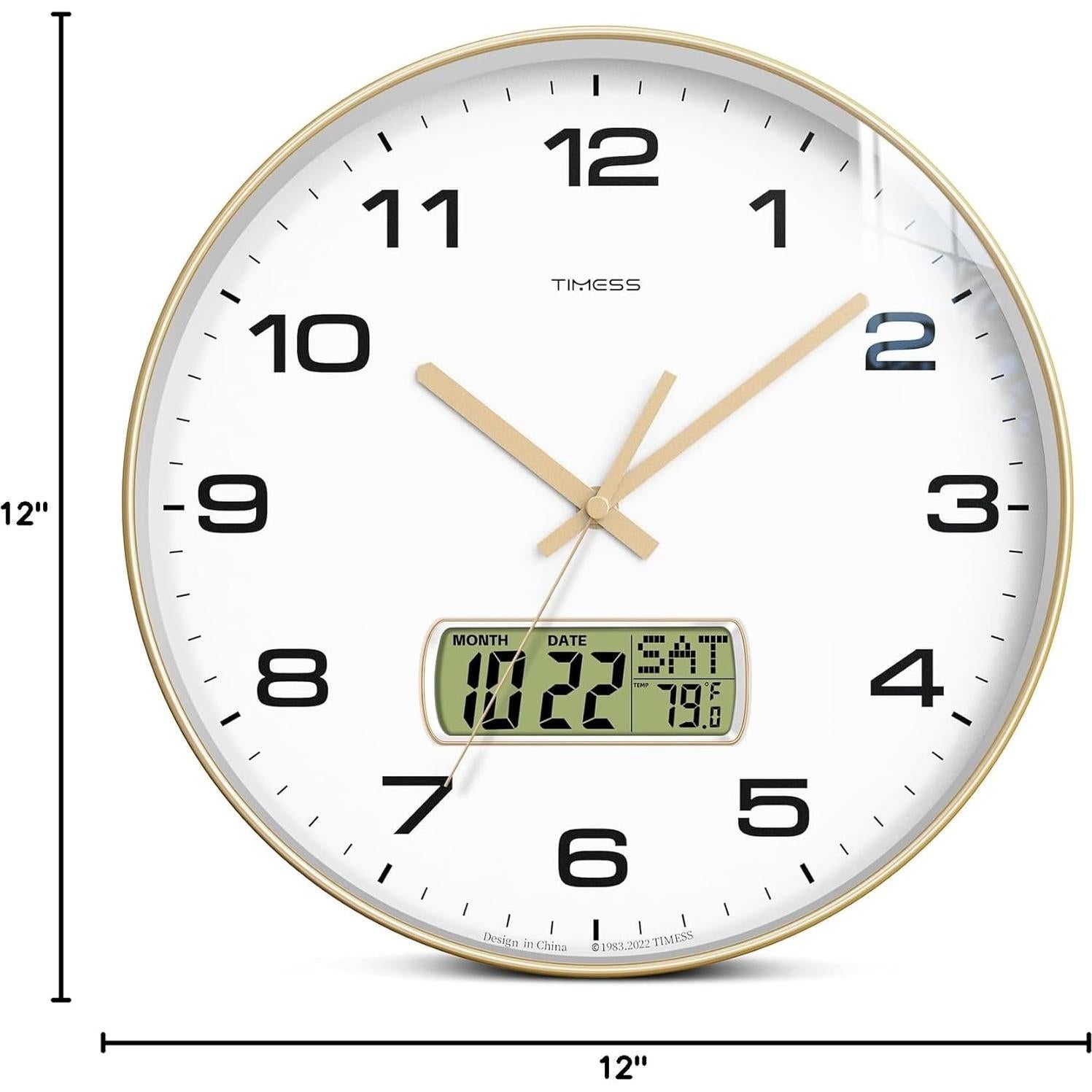 Reloj de Pared TIMESS P59 30 cm Silencioso con LCD