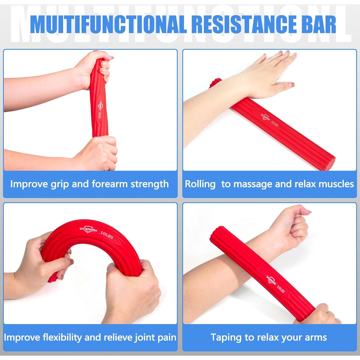 Flex Therapy Bar and Grip Strength Trainers set, Physical Therapy & Resistance Bar for Golfers Elbow,Tendinitis,Wrist,Forearms Pain, Improve Grip Strength and Relieve Pain