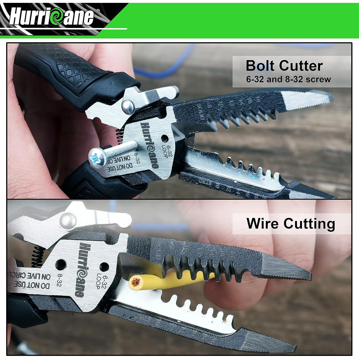 HURRICANE 6-en-1 Desforrador y Crimpador de Cables 8-18 AWG