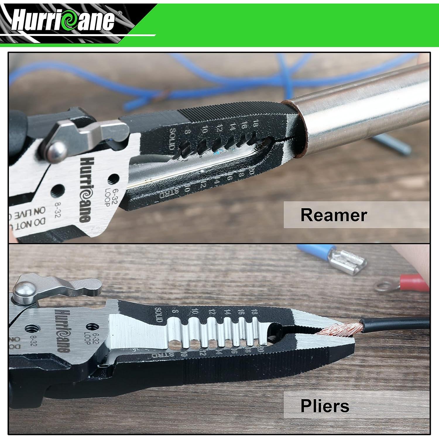 HURRICANE 6-en-1 Desforrador y Crimpador de Cables 8-18 AWG