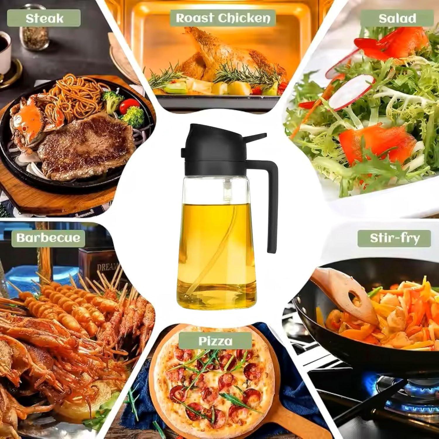 Rociador de Aceite KASHLAND 470ml Vidrio 2 en 1 Negro