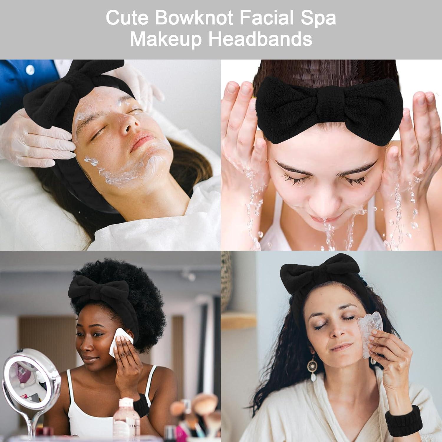 CIEHER 12 PCS Banda de Maquillaje Negra y Pulseras Suaves