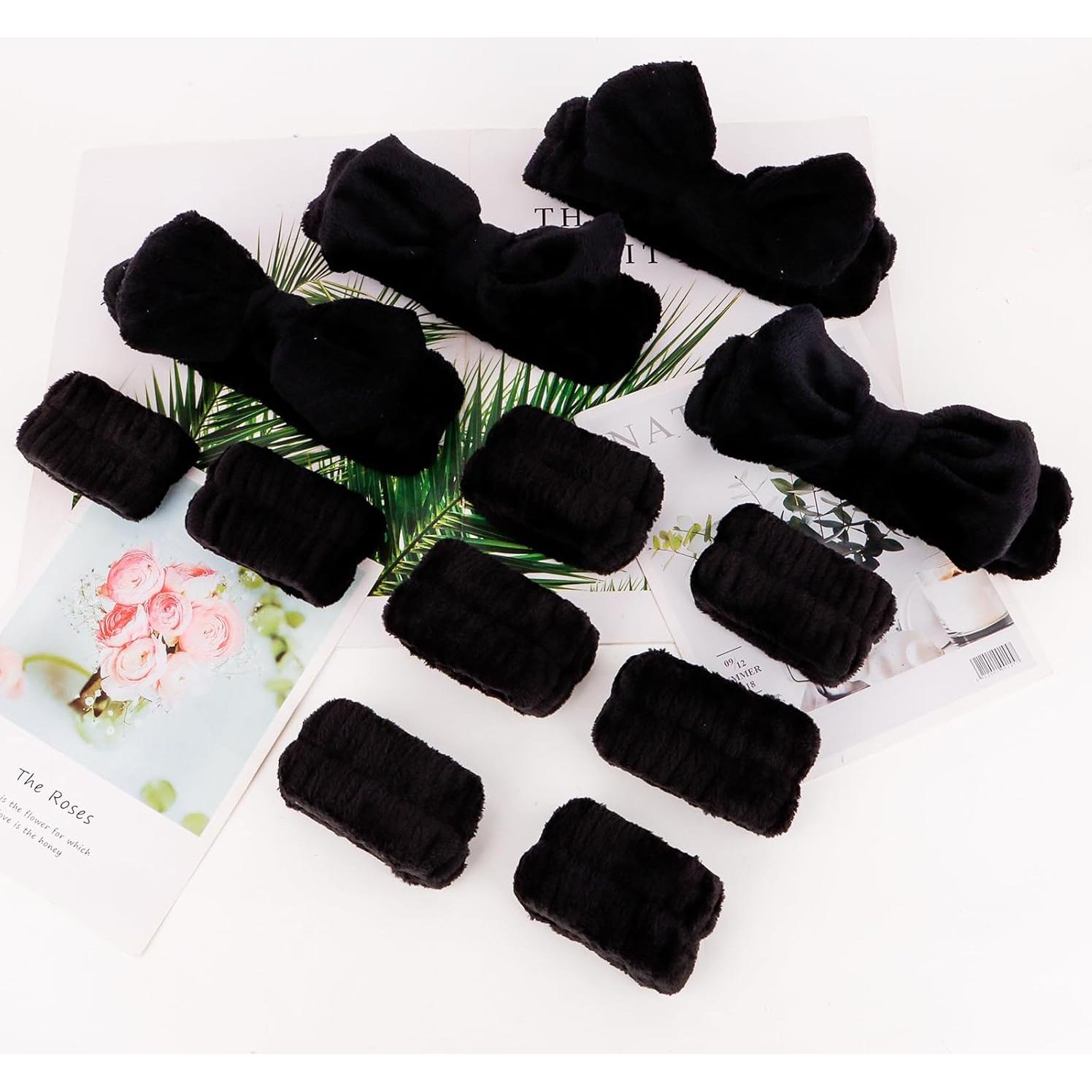 CIEHER 12 PCS Banda de Maquillaje Negra y Pulseras Suaves