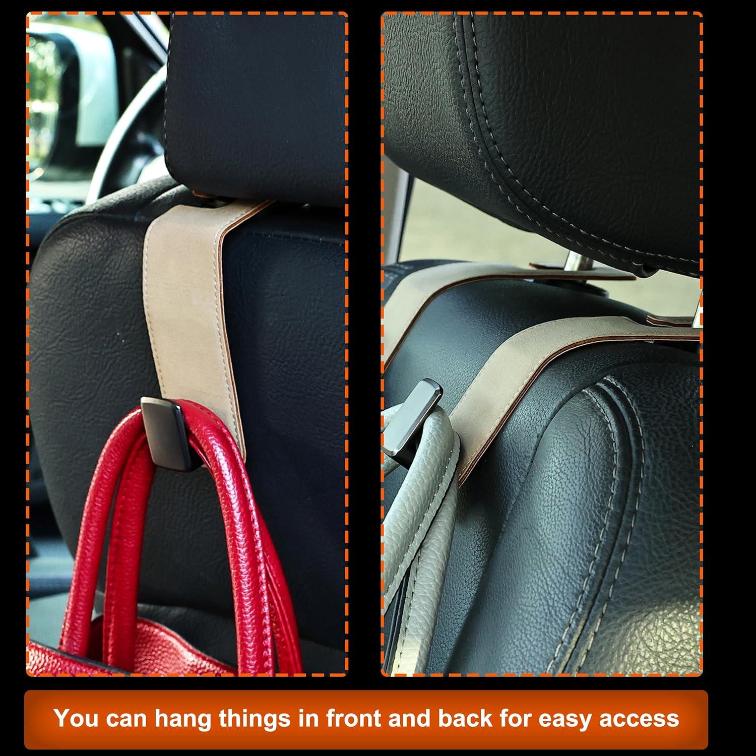 Ganchos de respaldo de asiento de coche Toiyason 2 unidades beige