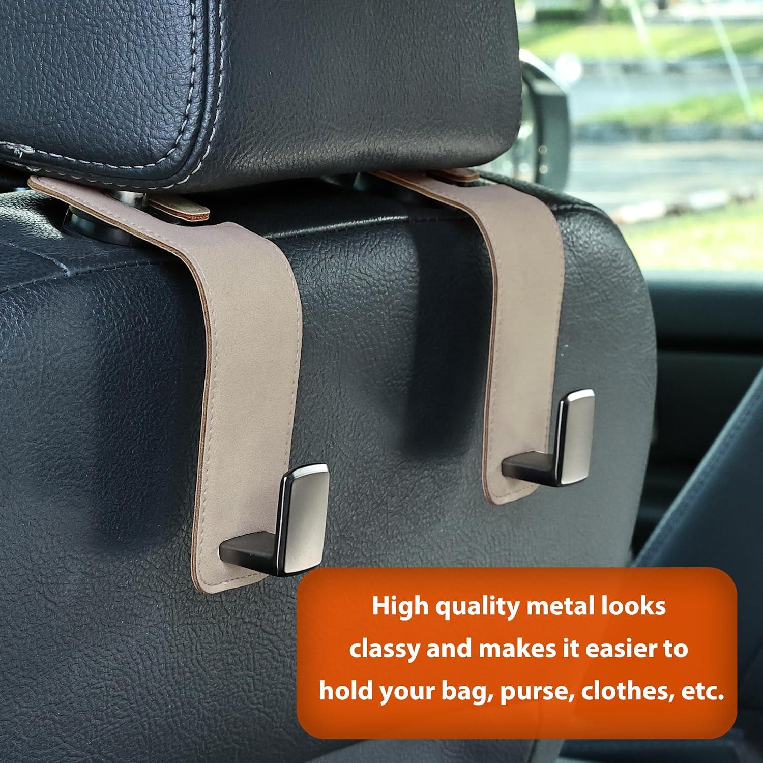 Ganchos de respaldo de asiento de coche Toiyason 2 unidades beige