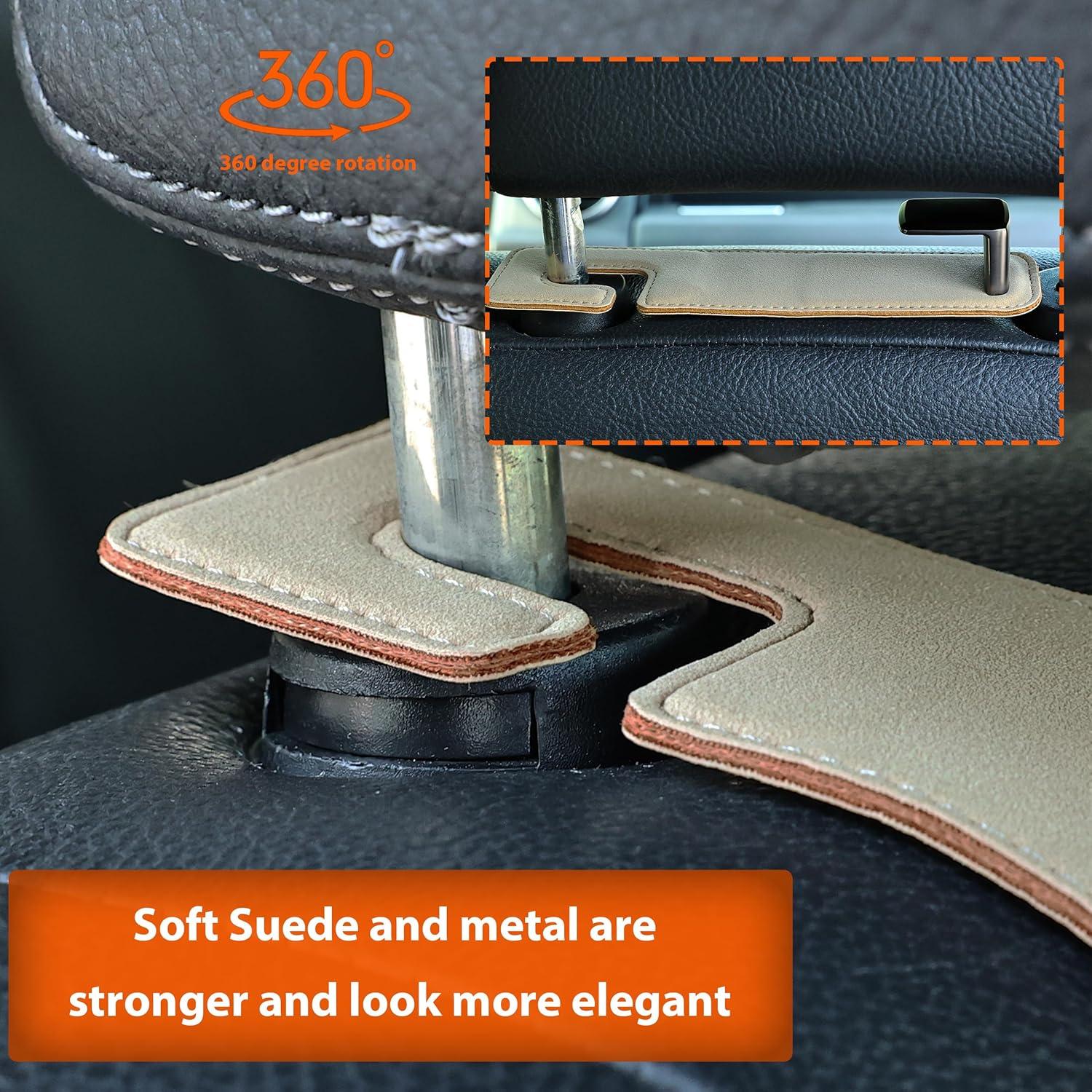 Ganchos de respaldo de asiento de coche Toiyason 2 unidades beige