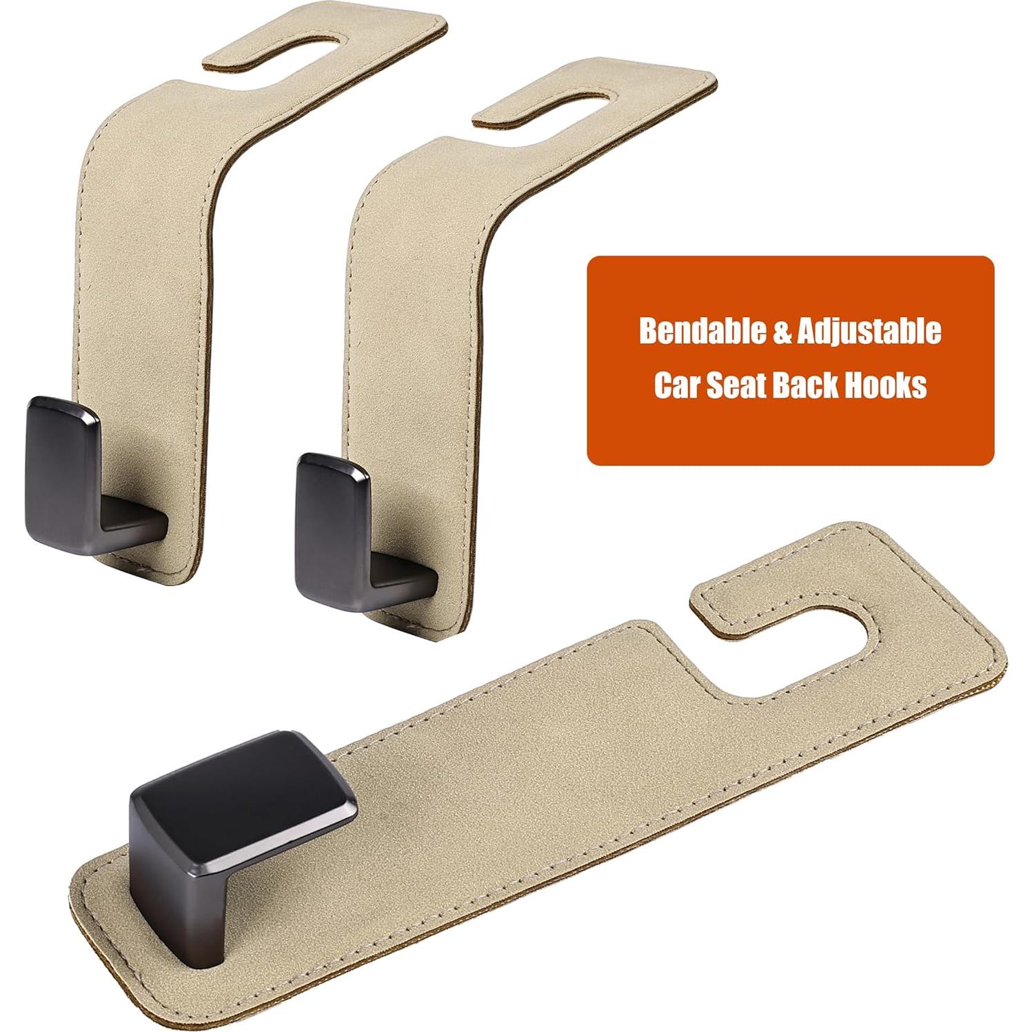 Ganchos de respaldo de asiento de coche Toiyason 2 unidades beige