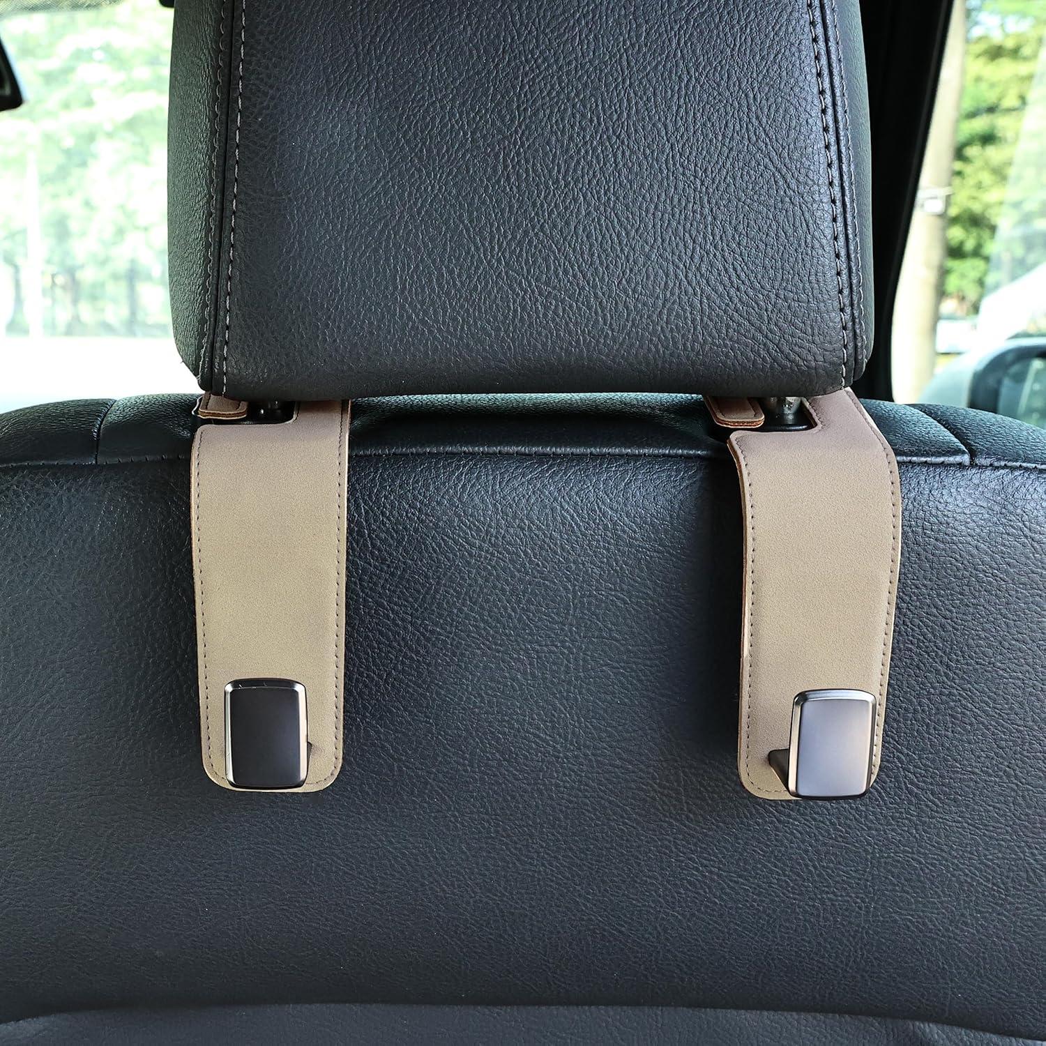 Ganchos de respaldo de asiento de coche Toiyason 2 unidades beige