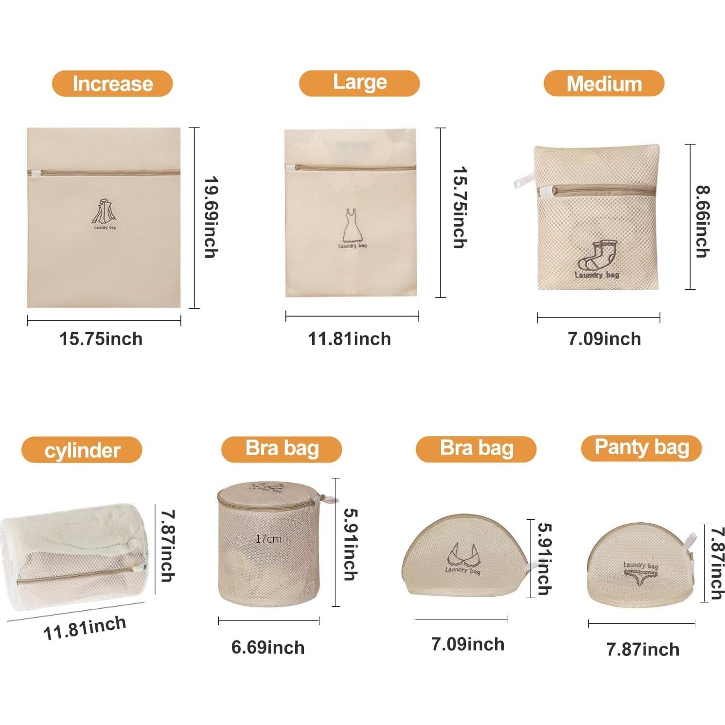 Juego de 7 Bolsas de Lavandería XHQHSZ con Cierre Automático