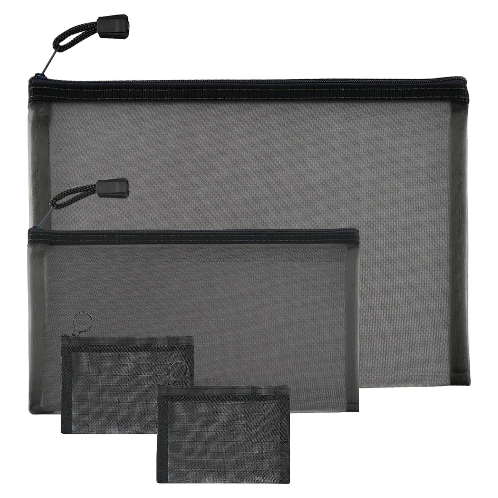 Bolsa de Malla Organizador Easyfun 4 Piezas Negro 22.86x17.78cm