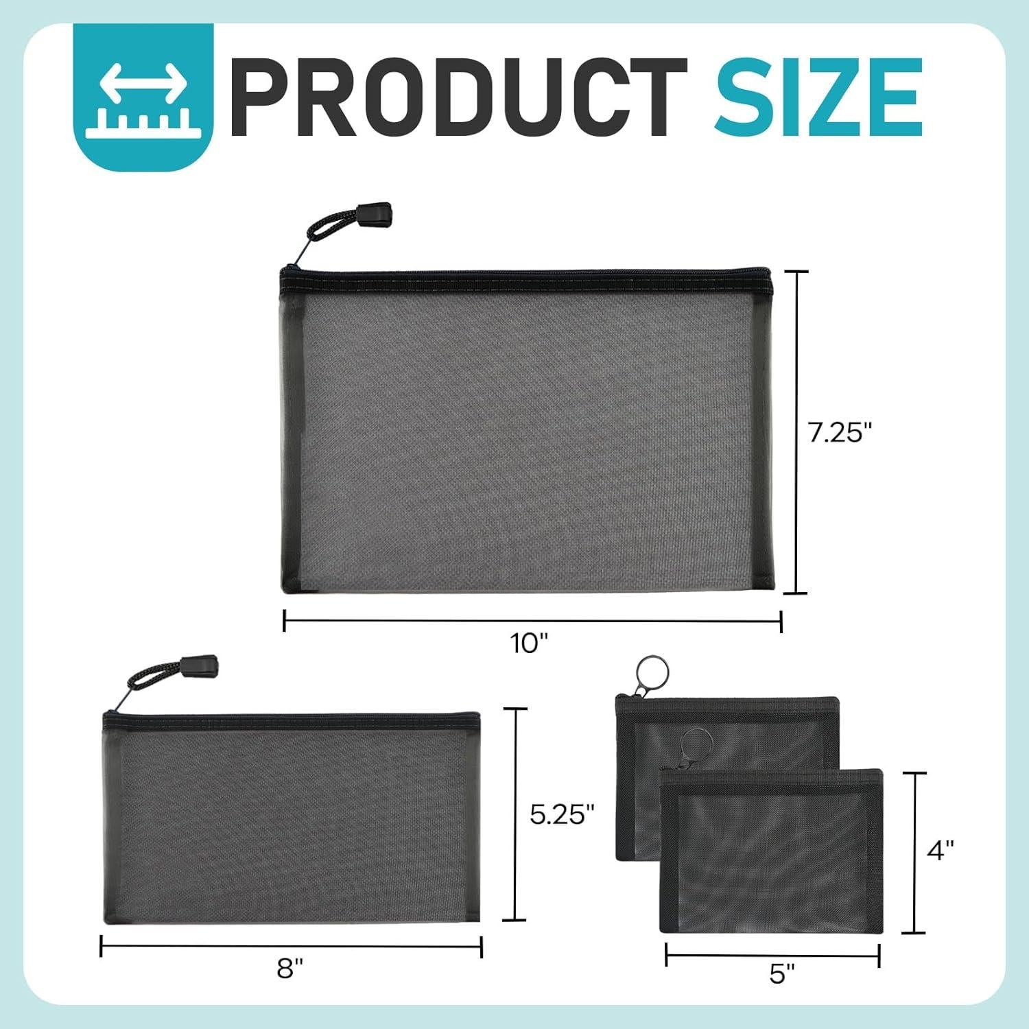 Bolsa de Malla Organizador Easyfun 4 Piezas Negro 22.86x17.78cm