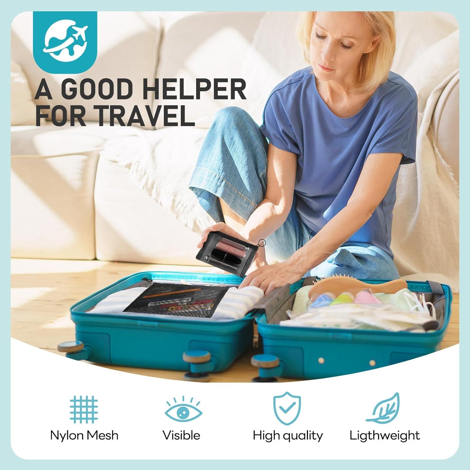 Bolsa de Malla Organizador Easyfun 4 Piezas Negro 22.86x17.78cm