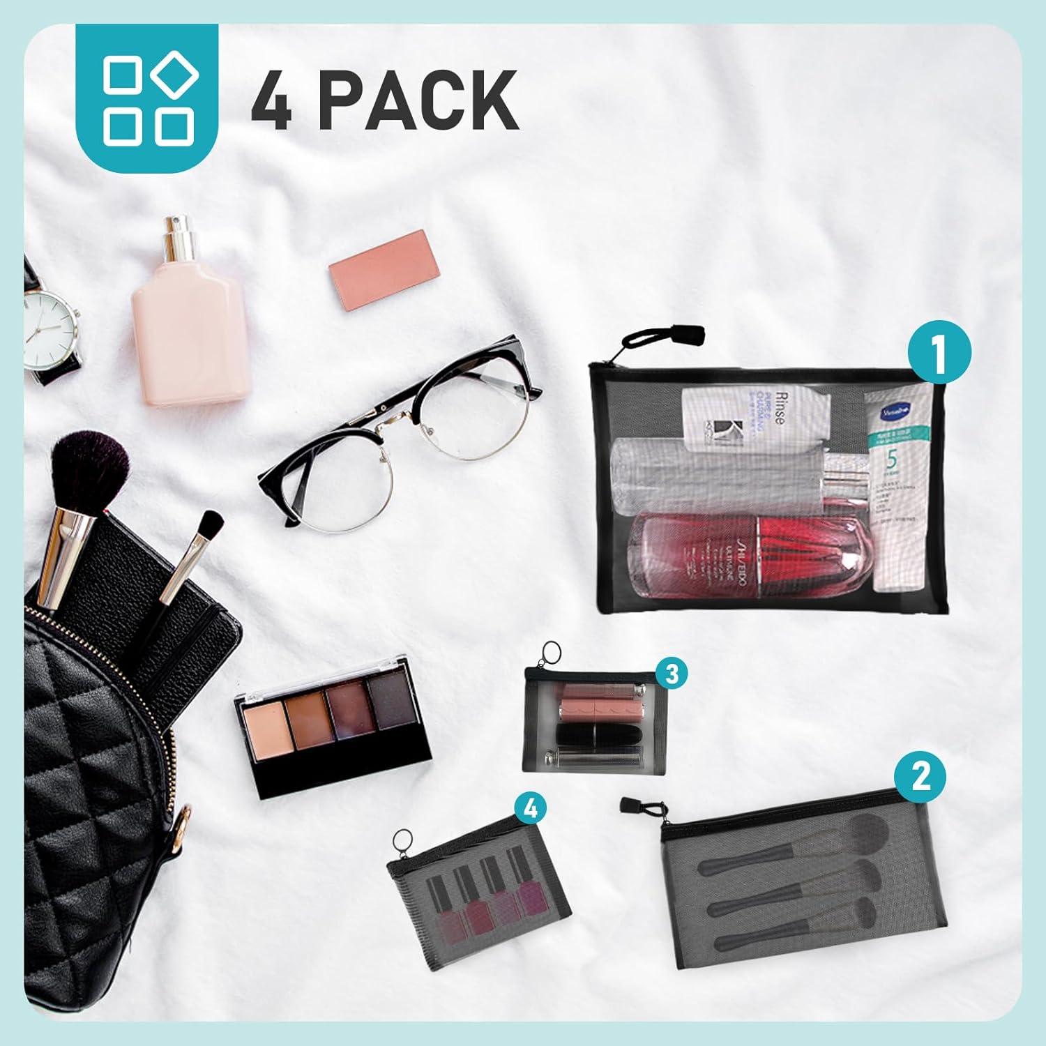 Bolsa de Malla Organizador Easyfun 4 Piezas Negro 22.86x17.78cm