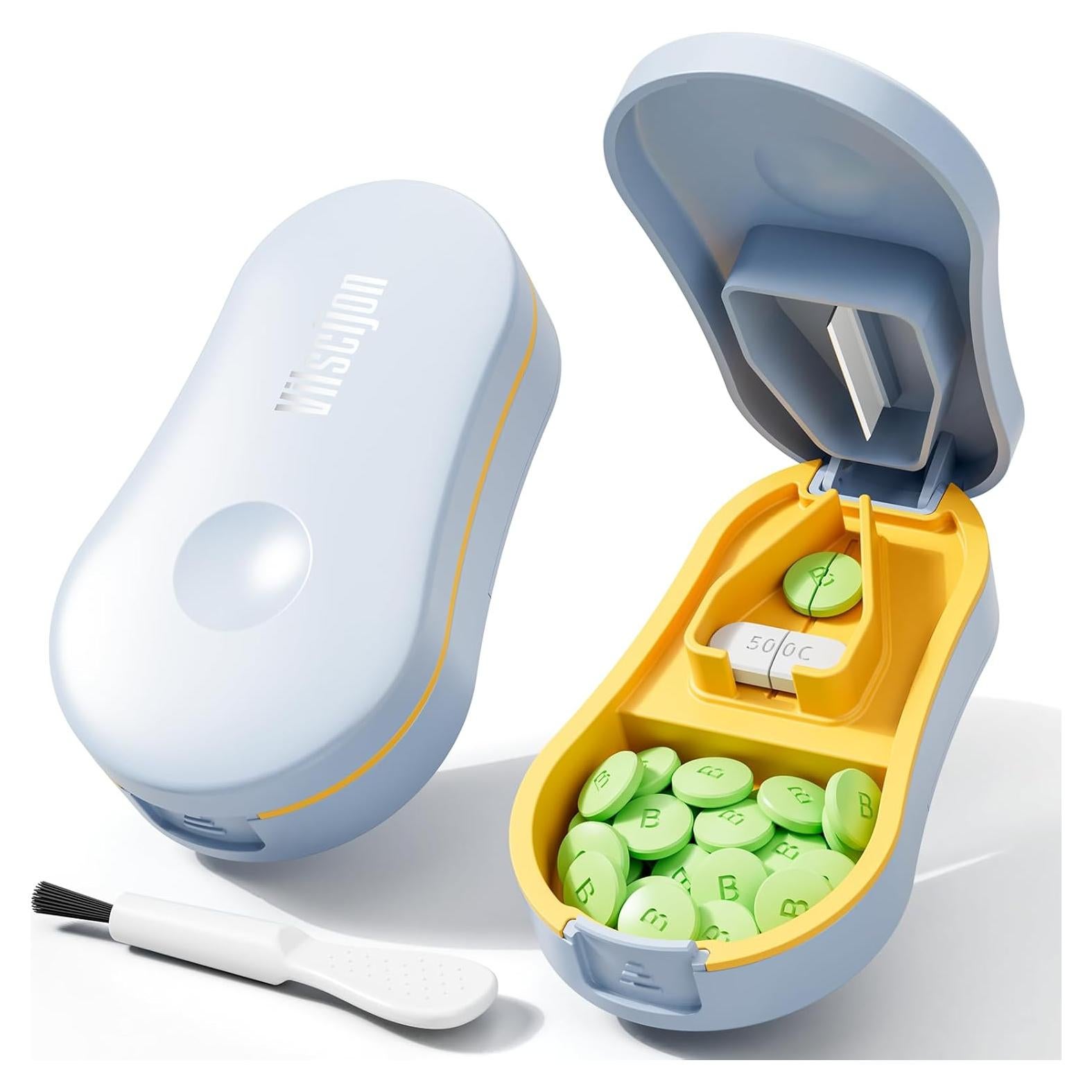 Cortador de Pastillas GAONLY Azul - Divisor Portátil con Almohadilla Silicona