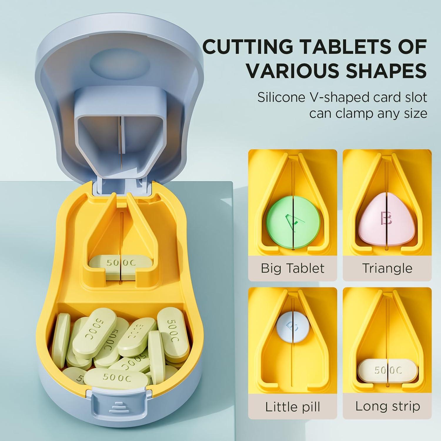 Cortador de Pastillas GAONLY Azul - Divisor Portátil con Almohadilla Silicona