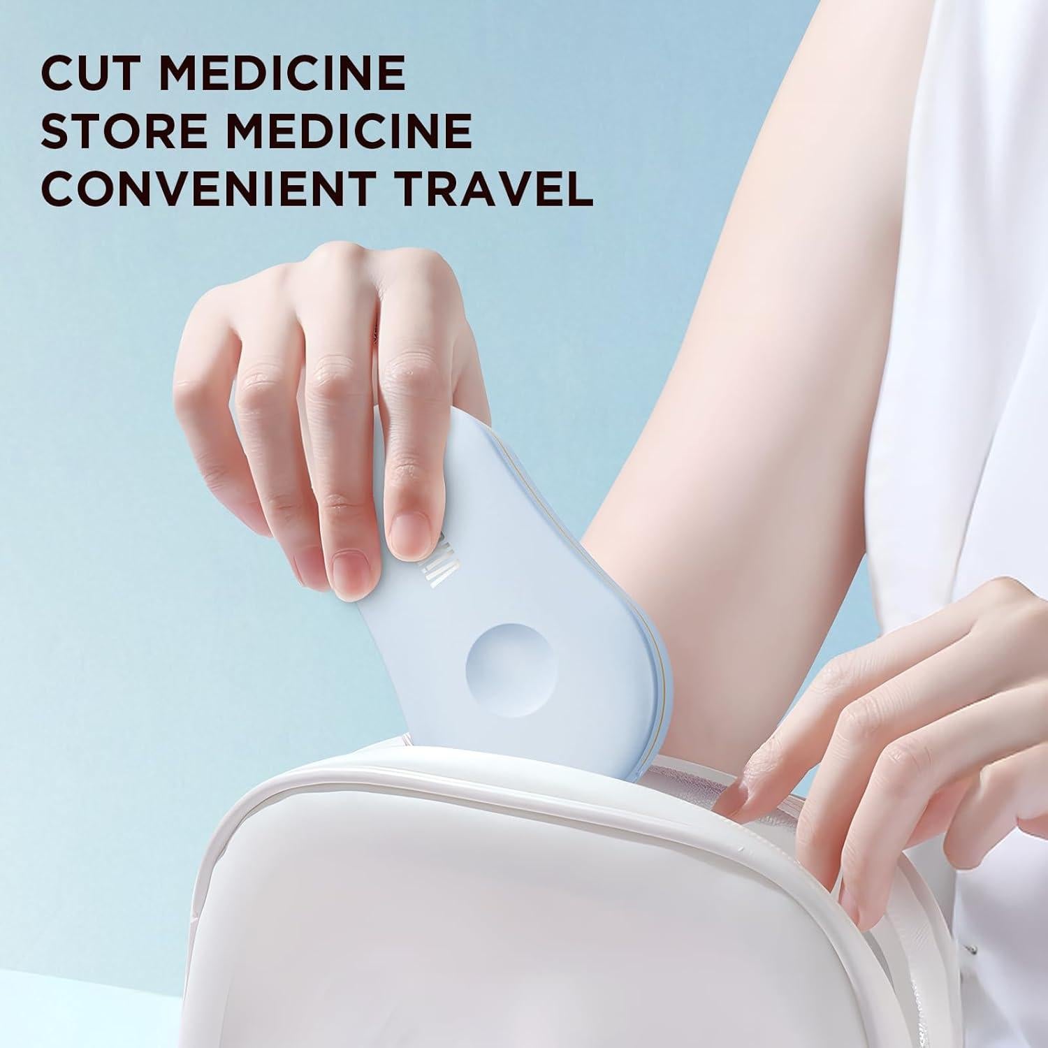 Cortador de Pastillas GAONLY Azul - Divisor Portátil con Almohadilla Silicona