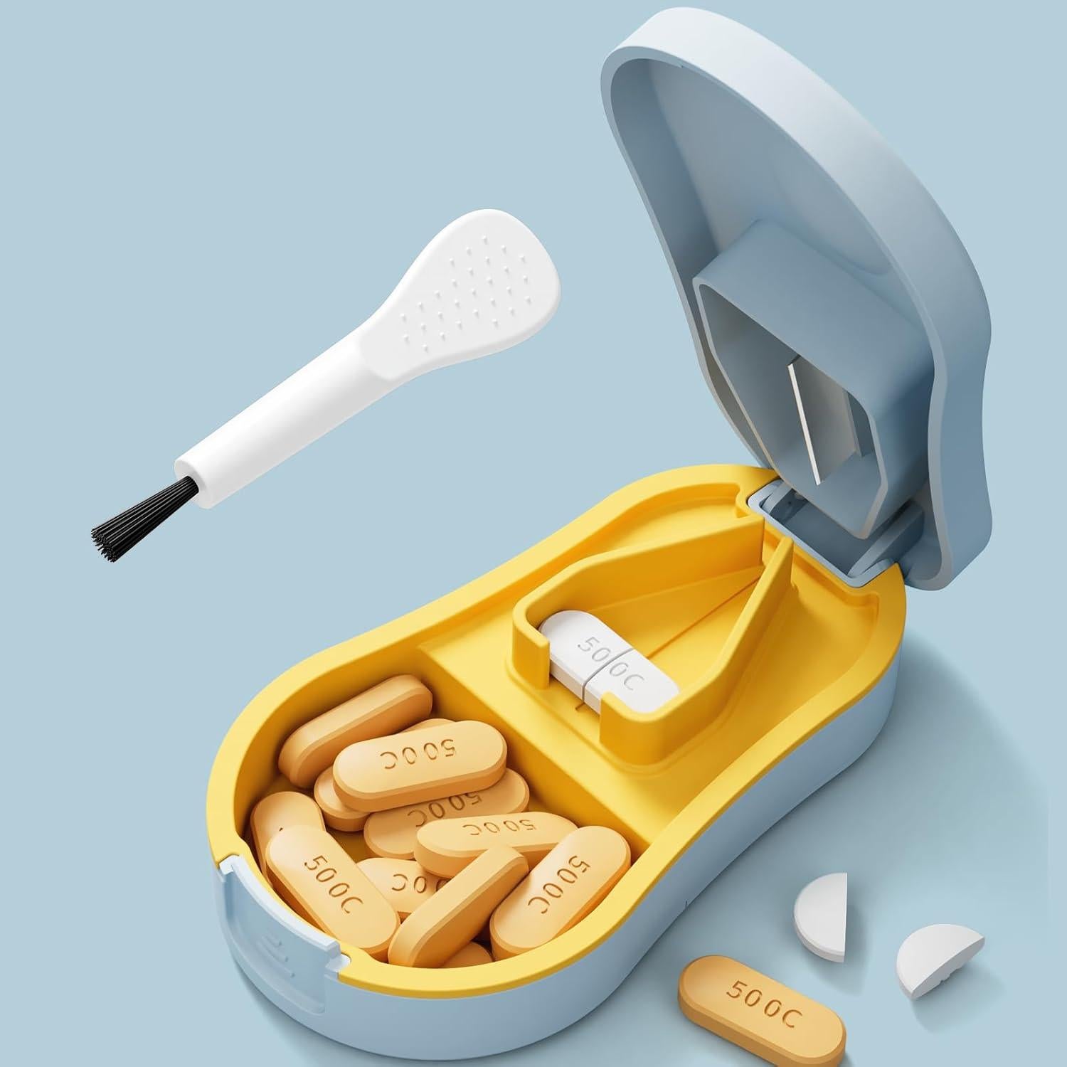 Cortador de Pastillas GAONLY Azul - Divisor Portátil con Almohadilla Silicona