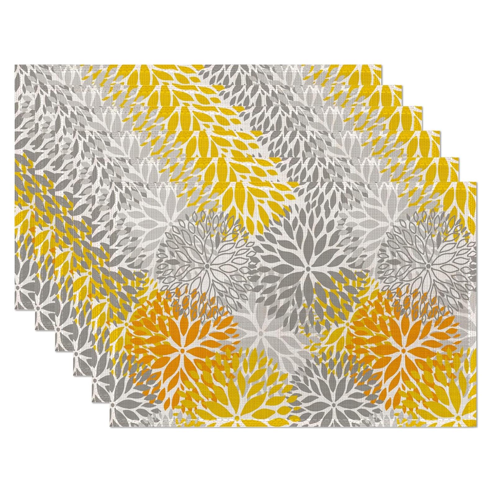 Set de 6 Manteles Individuales CIAIDU Lino 30x45 cm Flor Dahlia