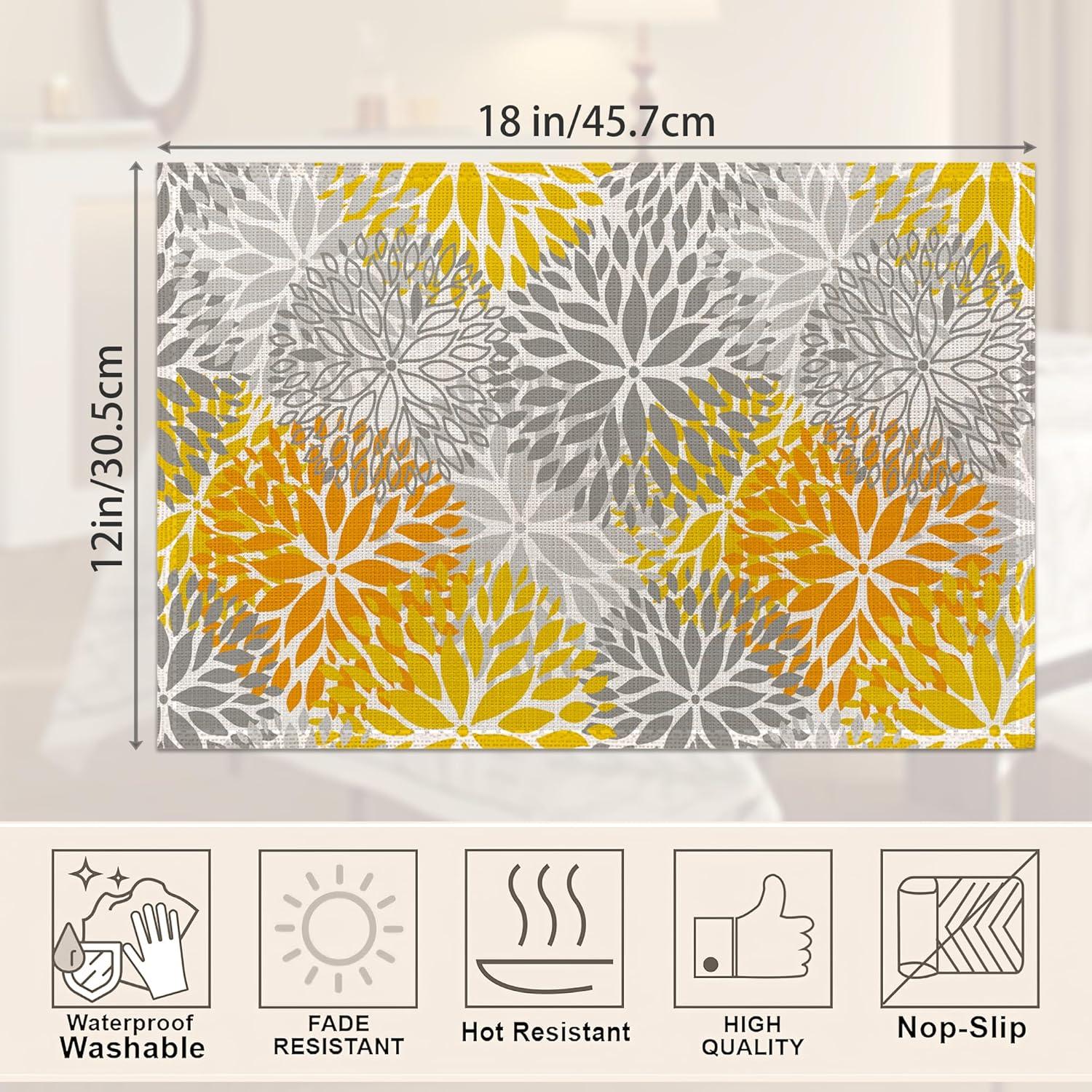 Set de 6 Manteles Individuales CIAIDU Lino 30x45 cm Flor Dahlia