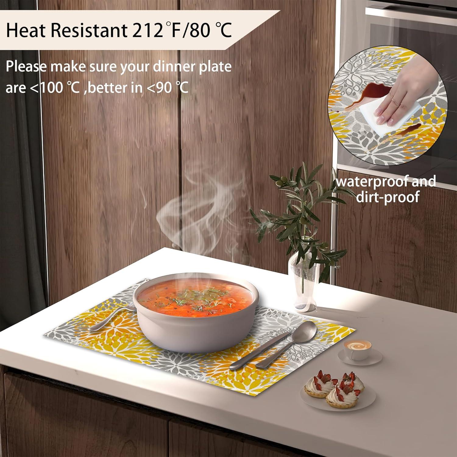 Set de 6 Manteles Individuales CIAIDU Lino 30x45 cm Flor Dahlia