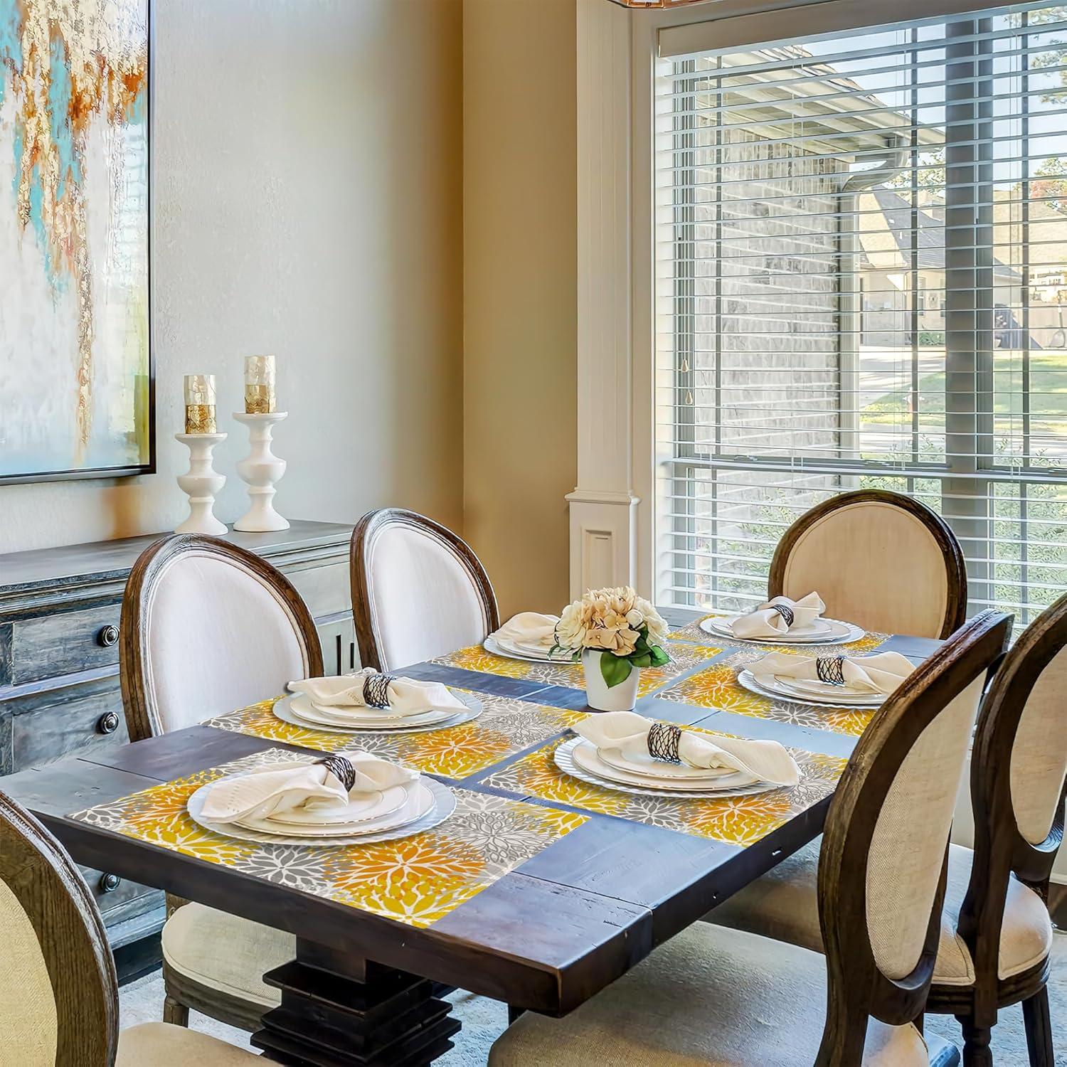 Set de 6 Manteles Individuales CIAIDU Lino 30x45 cm Flor Dahlia