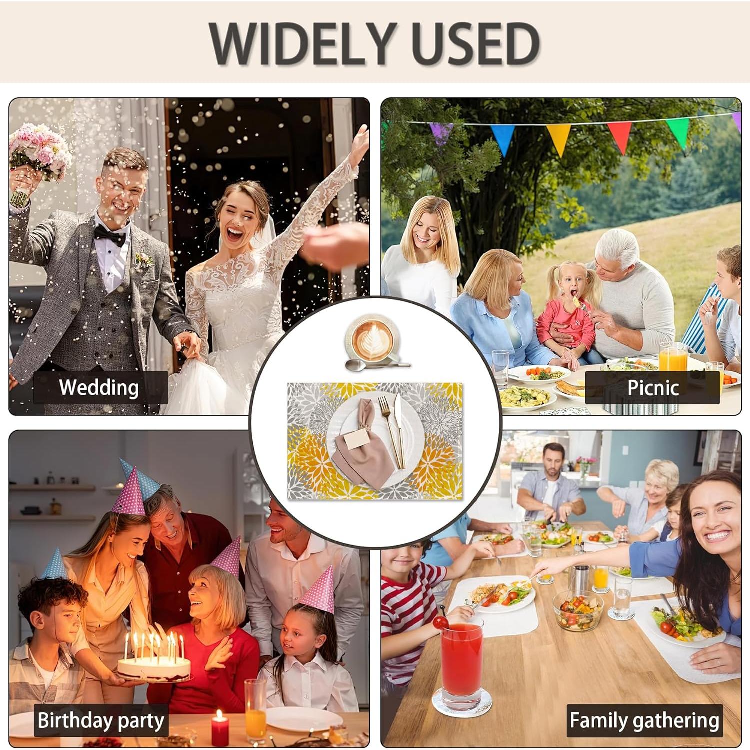 Set de 6 Manteles Individuales CIAIDU Lino 30x45 cm Flor Dahlia