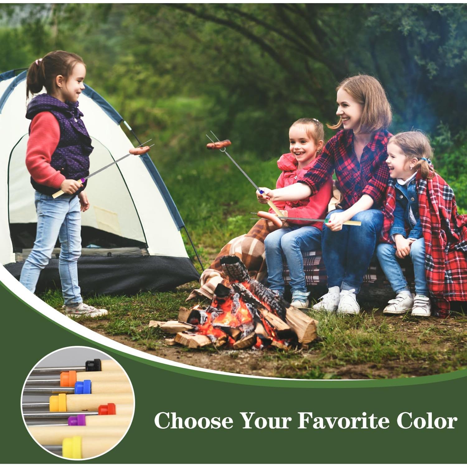 Juego de 8 Palos para Asar Malvaviscos DkOvn 81cm Acero Inoxidable