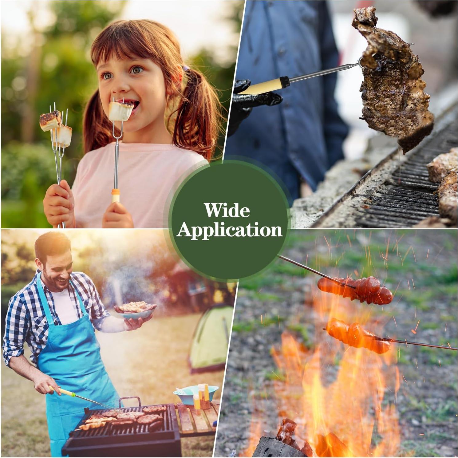 Juego de 8 Palos para Asar Malvaviscos DkOvn 81cm Acero Inoxidable