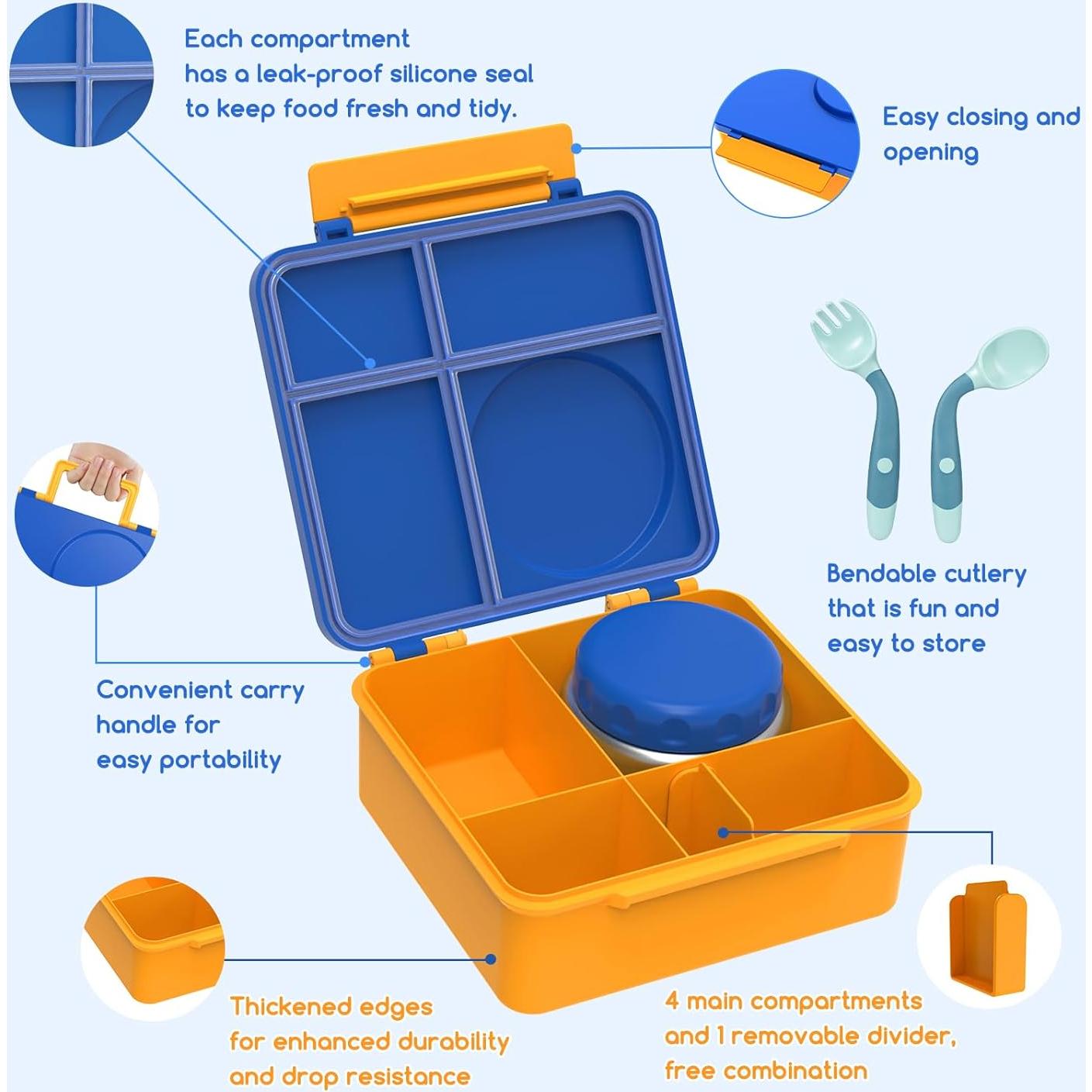 Caja Bento JoyYum Azul - Almuerzo Aislado 4 Compartimentos