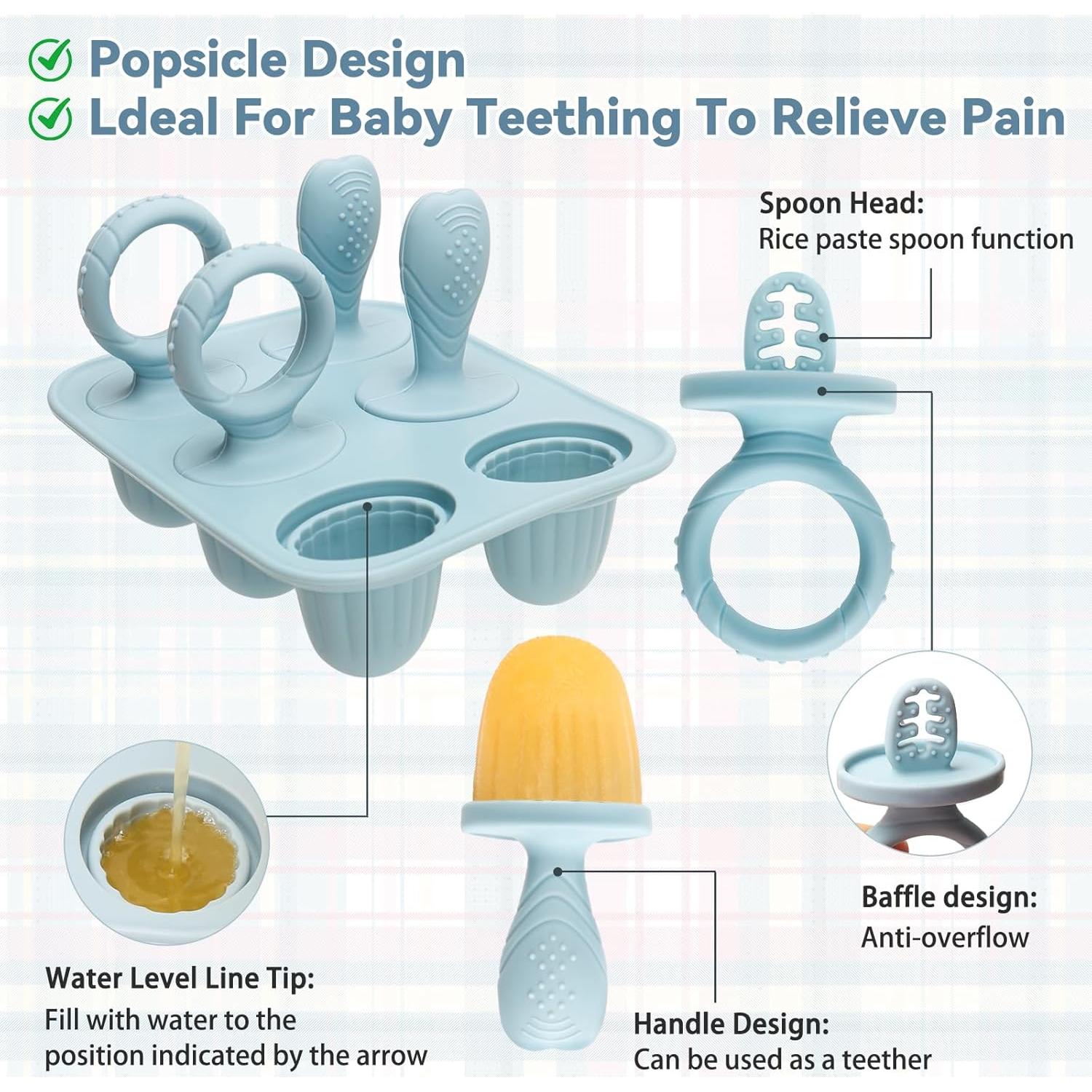 Moldes de Popsicle de Silicona MISSLILI para Bebés - Azul