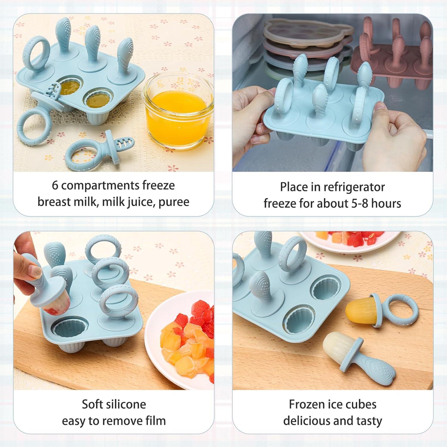 Moldes de Popsicle de Silicona MISSLILI para Bebés - Azul