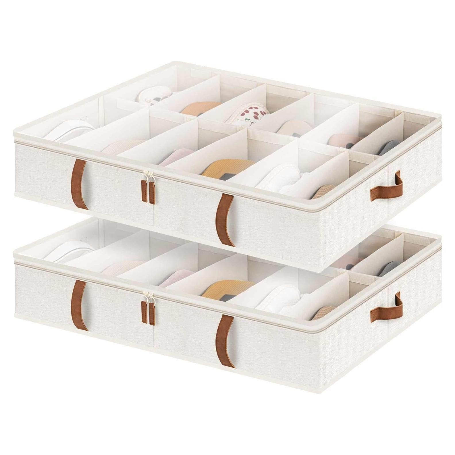 Organizador de Zapatos StorageWorks Beige Bajo la Cama, 2 Piezas