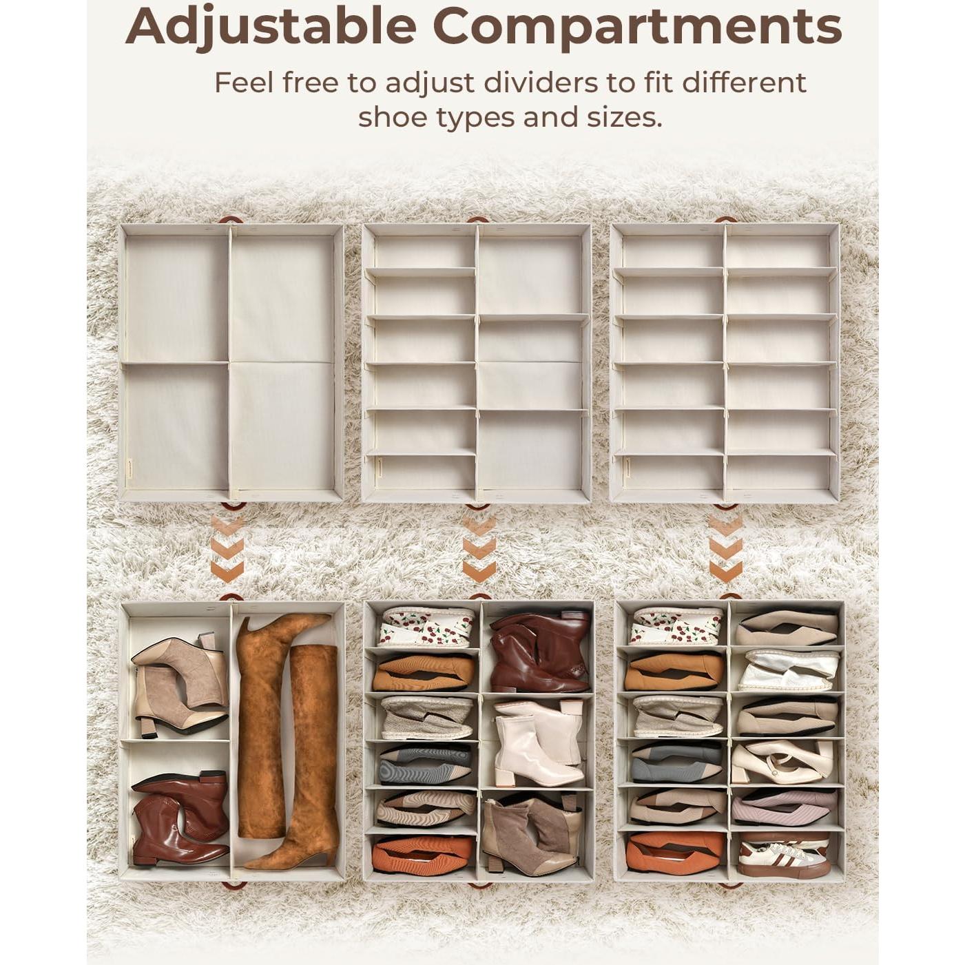 Organizador de Zapatos StorageWorks Beige Bajo la Cama, 2 Piezas