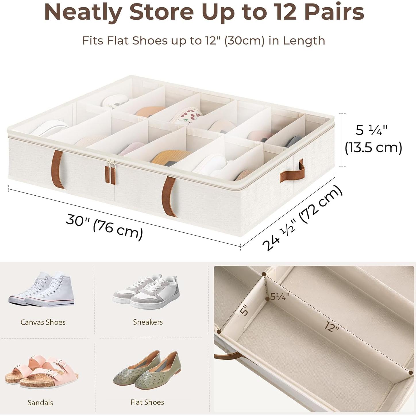 Organizador de Zapatos StorageWorks Beige Bajo la Cama, 2 Piezas